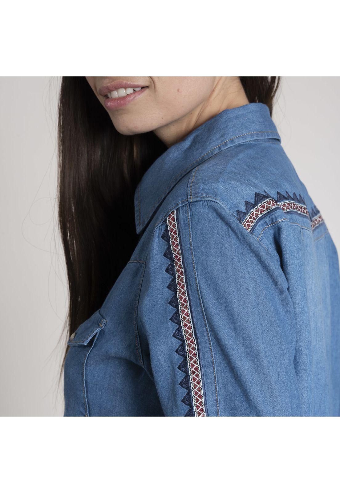 Blusa Mujer Amapola Algodón Orgánico Azul-4