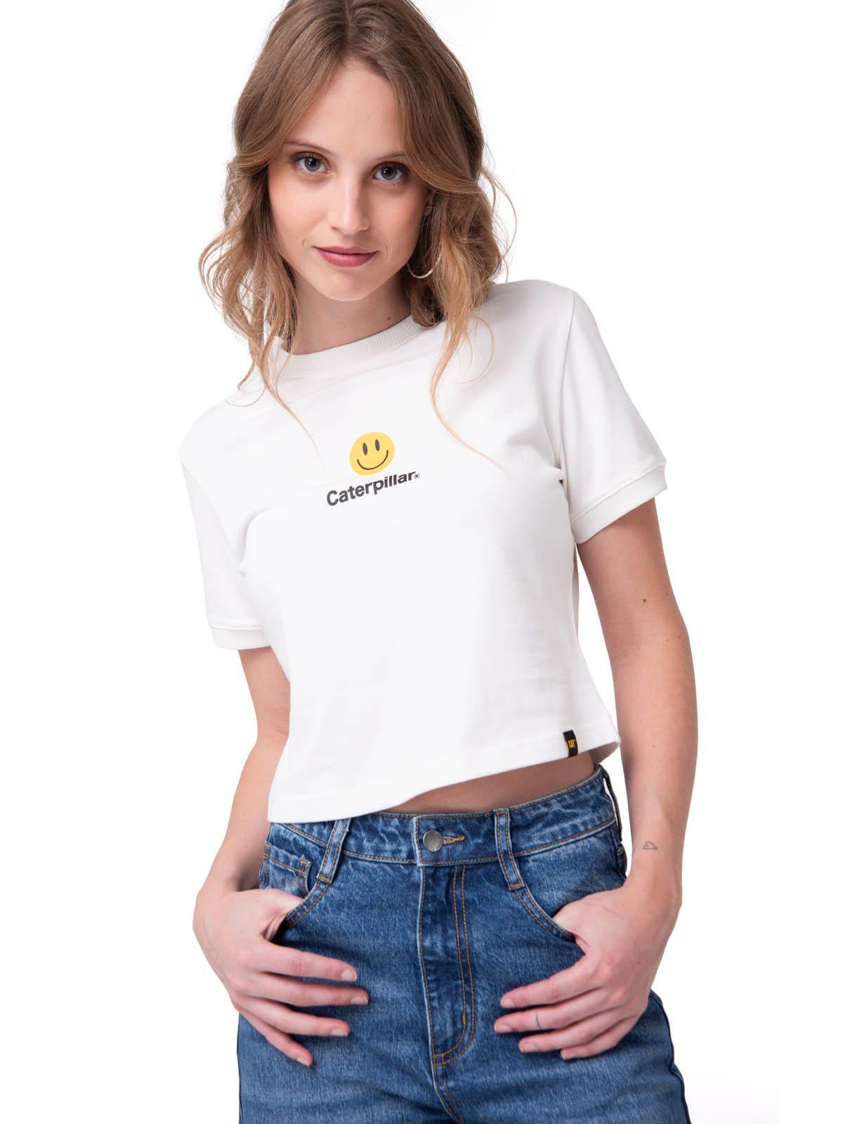 Polera MC Mujer Caterpillar Smiley C Blanco-0