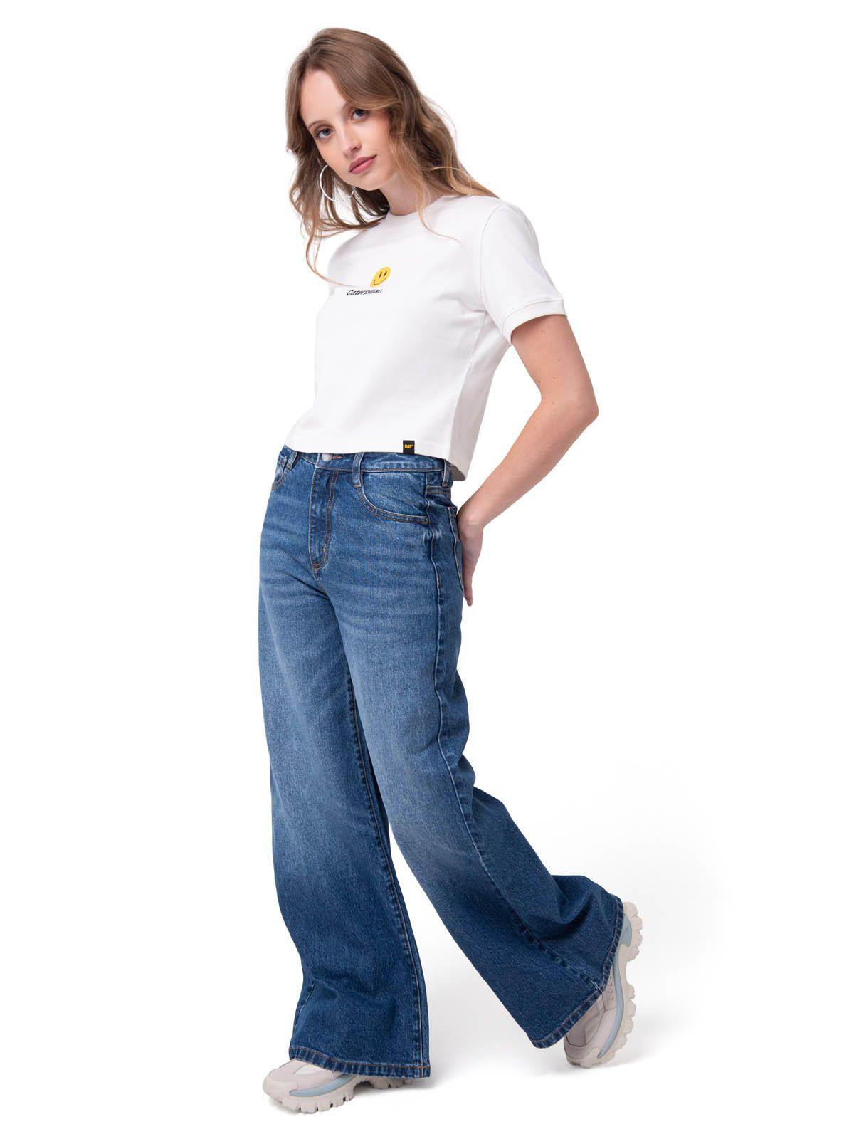 Polera MC Mujer Caterpillar Smiley C Blanco-4