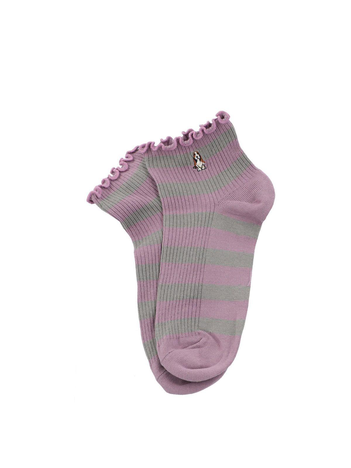 Calcetín Algodón Mujer Ped St Rayas Morado-2