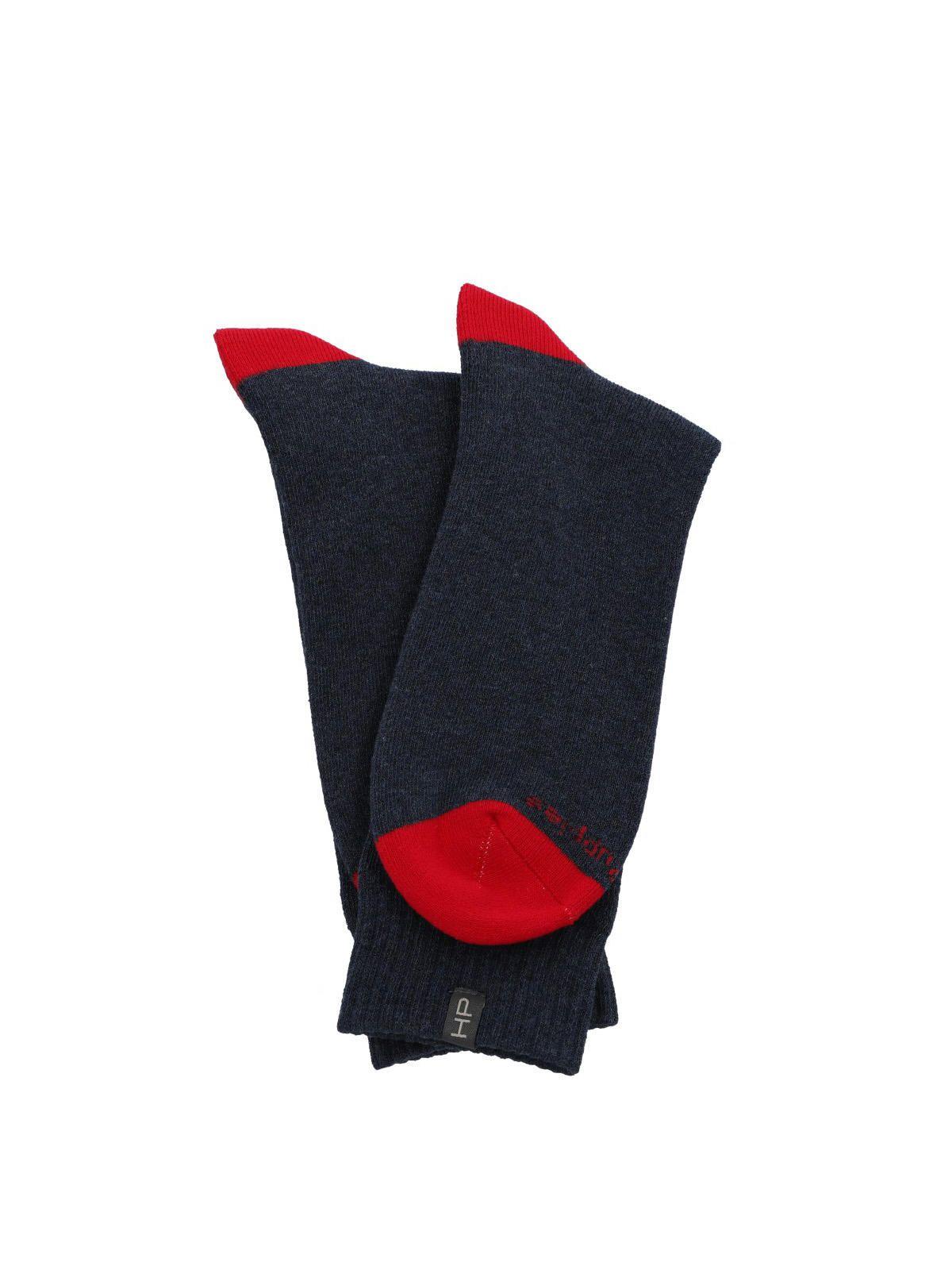 Calcetín Algodón Hombre Heavy Plain Azul Oscuro-2