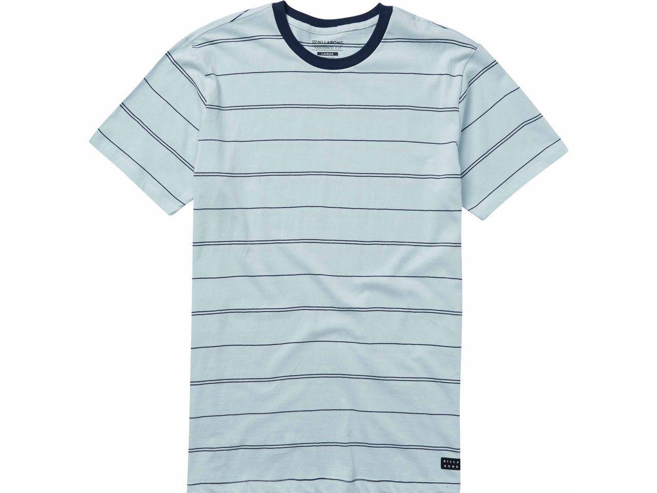Polera Manga Corta Die Cut Stripe Crew Azul Claro-0