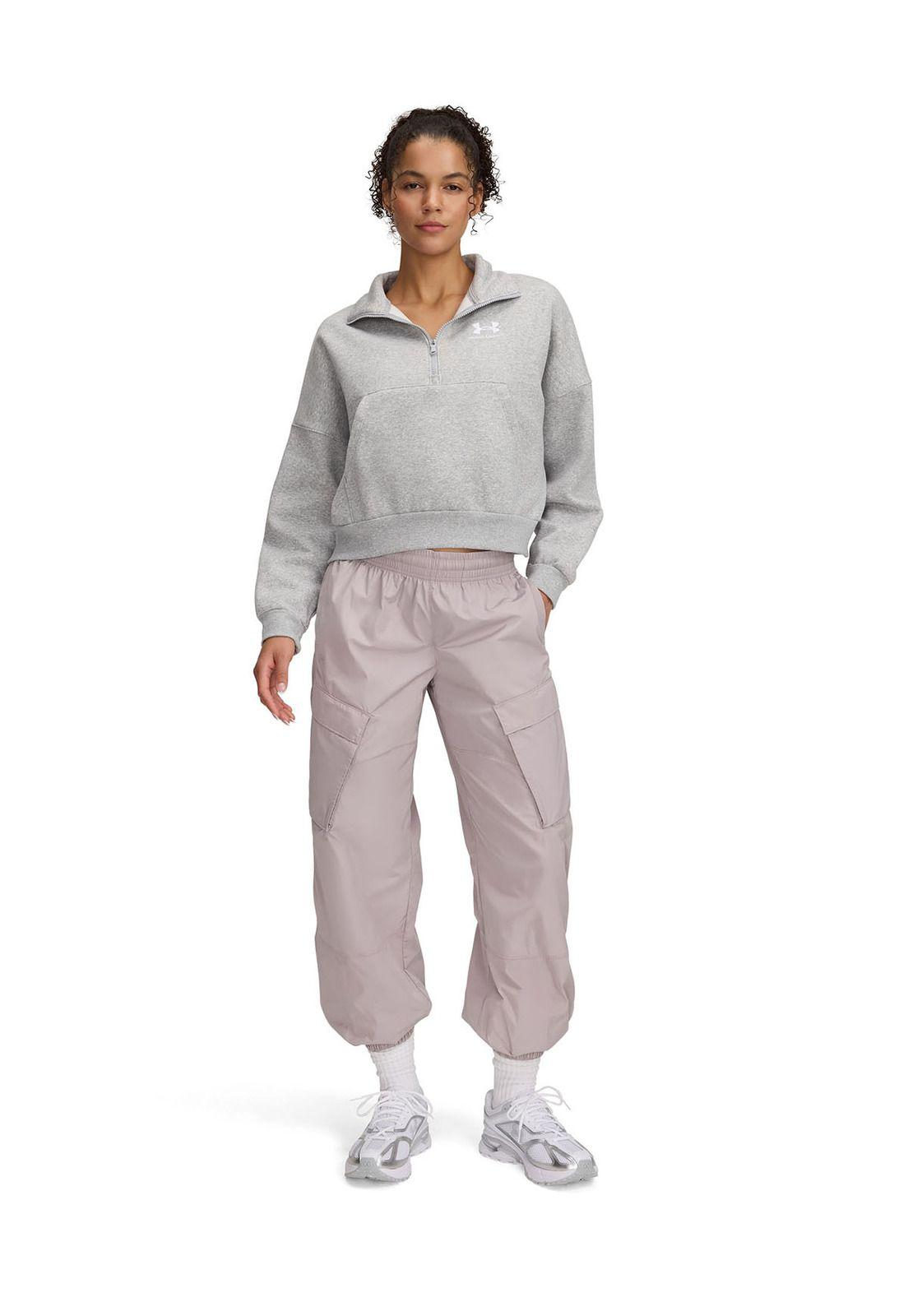 Pantalón Ua Unstoppable Woven Sheen Cargo Gris Para Muj-3