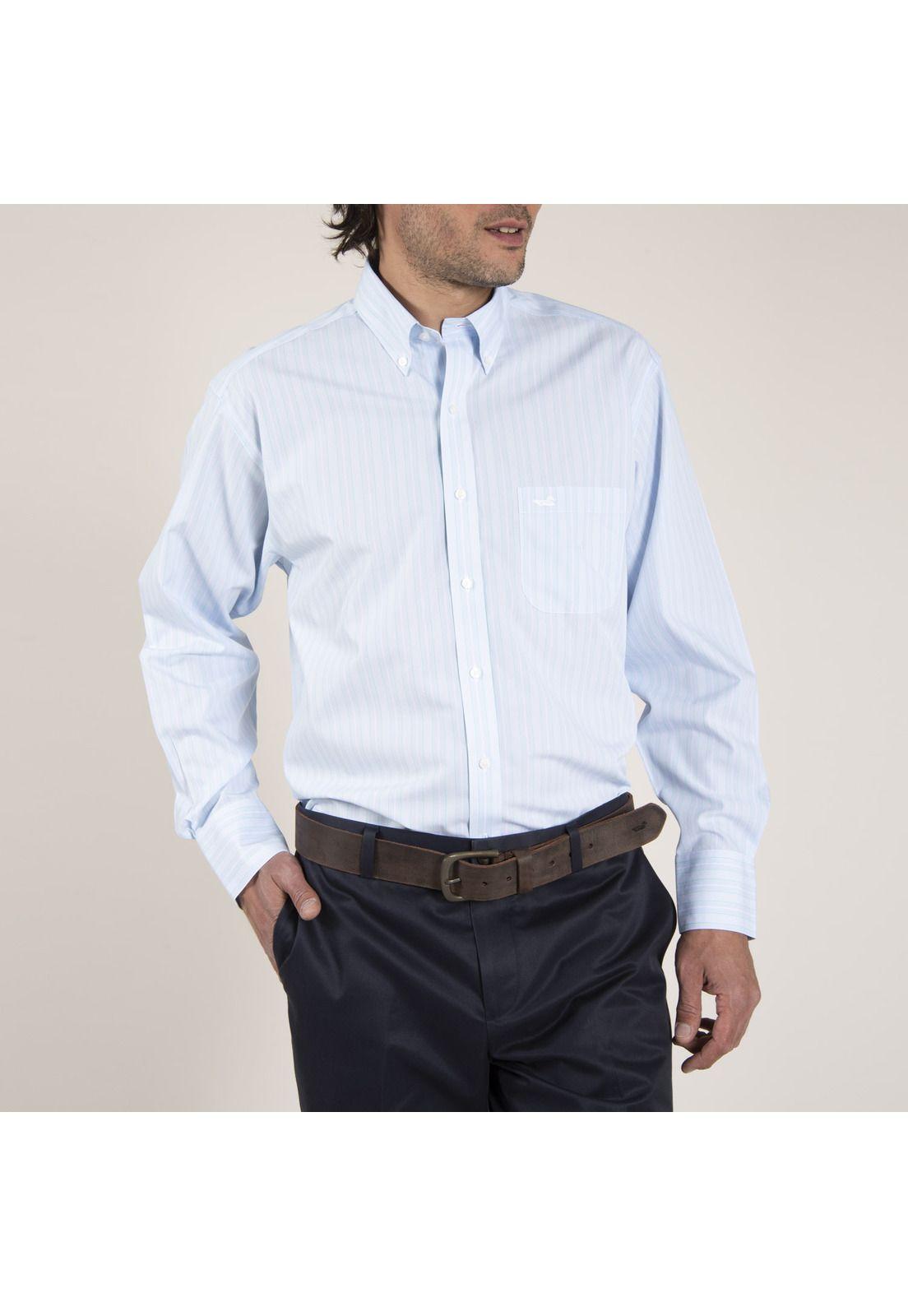 Camisa Algodón Libre de Arrugas Celeste Hombre Rockford-1