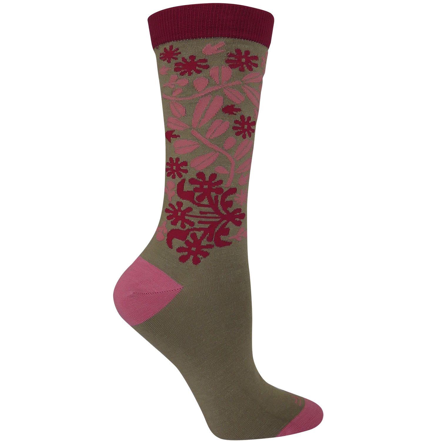 Calcetin Bambú Mujer Roses Café Rockford-0