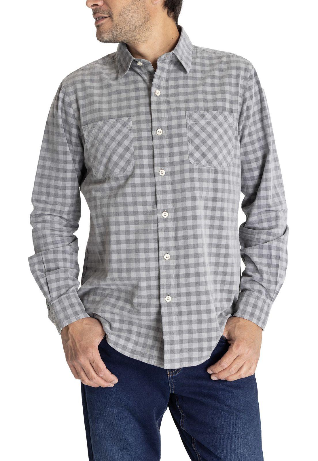Camisa M/L Hombre Tartancord Gris-3
