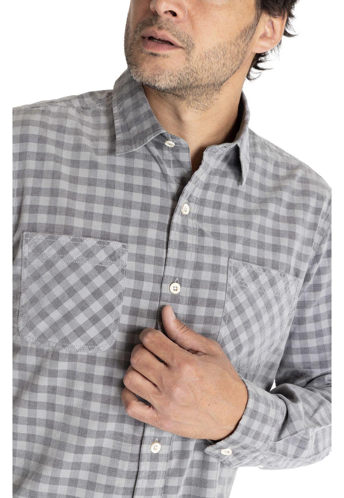 Camisa M/L Hombre Tartancord Gris-5