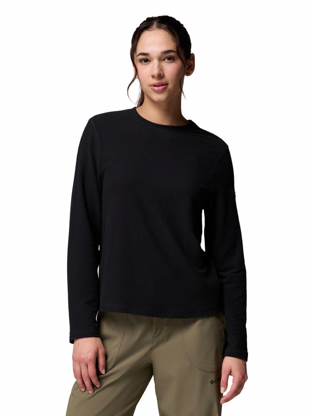 Polera ML Mujer Brea Falls Grid Crew Negro-0