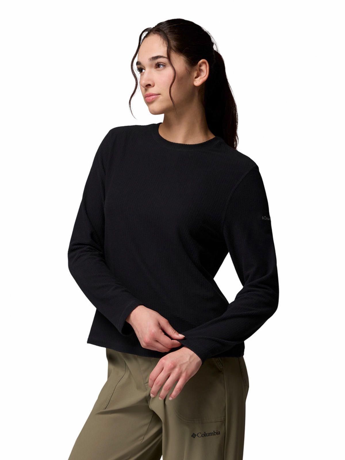 Polera ML Mujer Brea Falls Grid Crew Negro-1