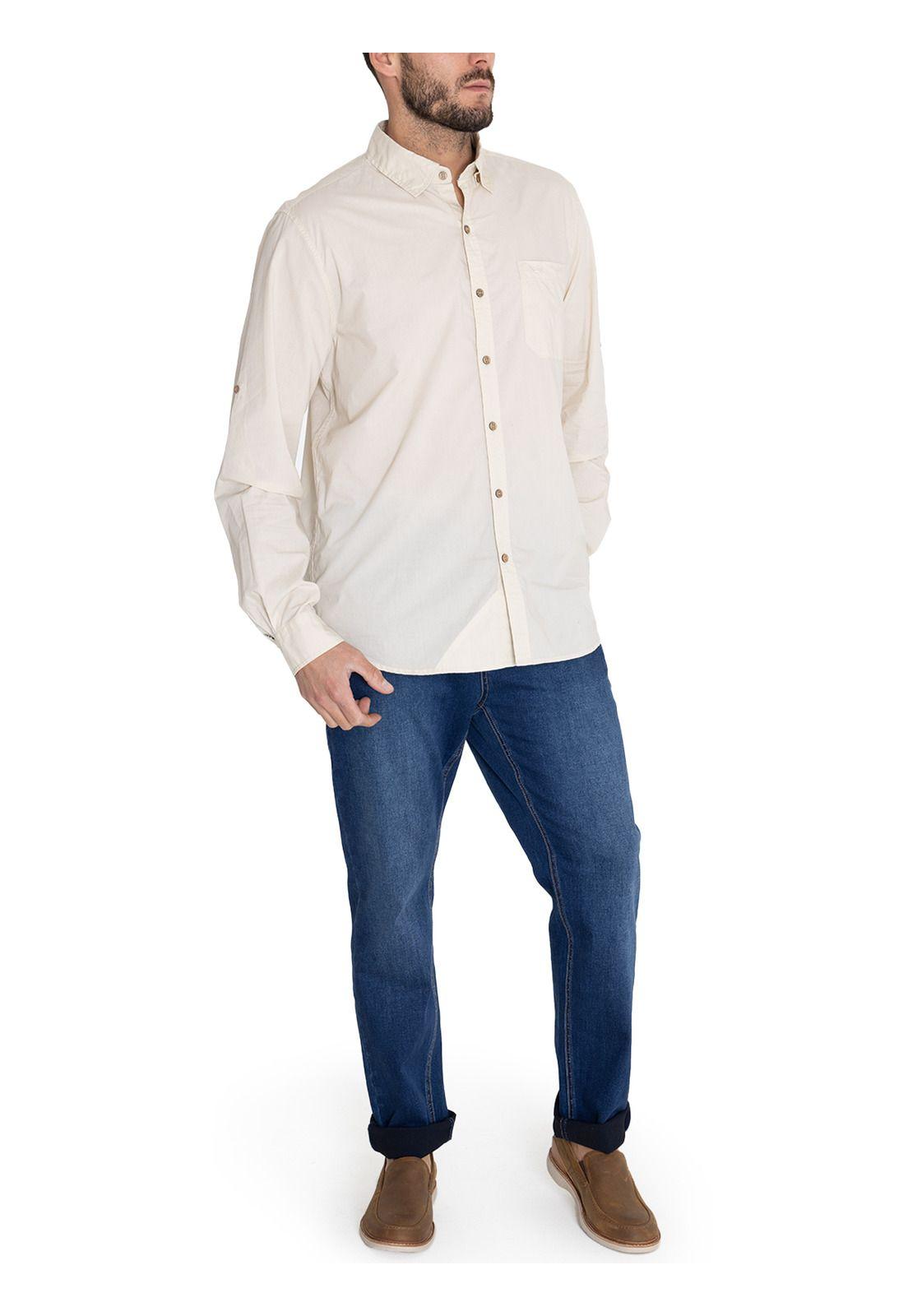 Camisa Algodón Orgánico Beige Galiton Hombre -9