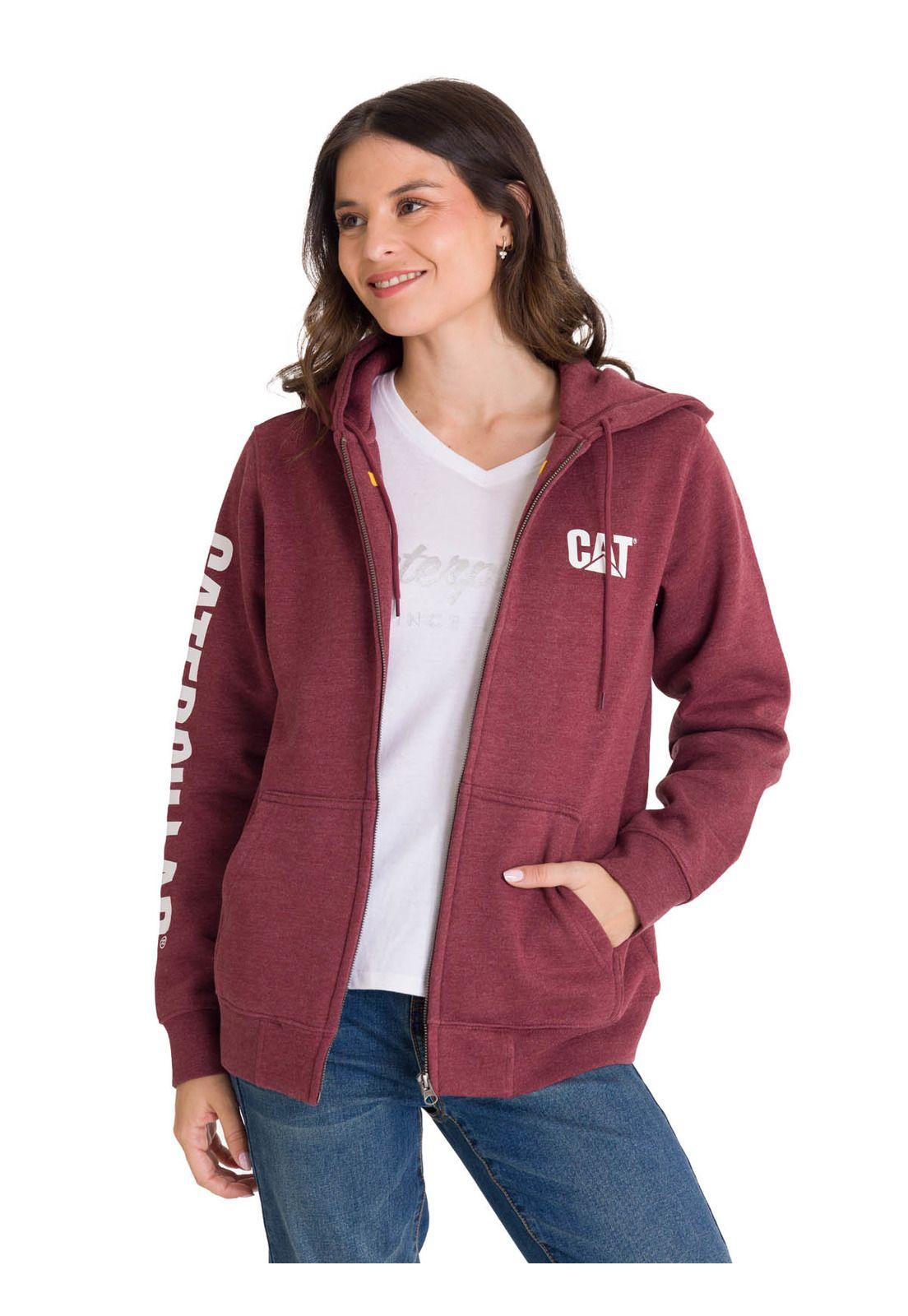 Polerón Full Zip Trademark Banner Mujer Rojo-0