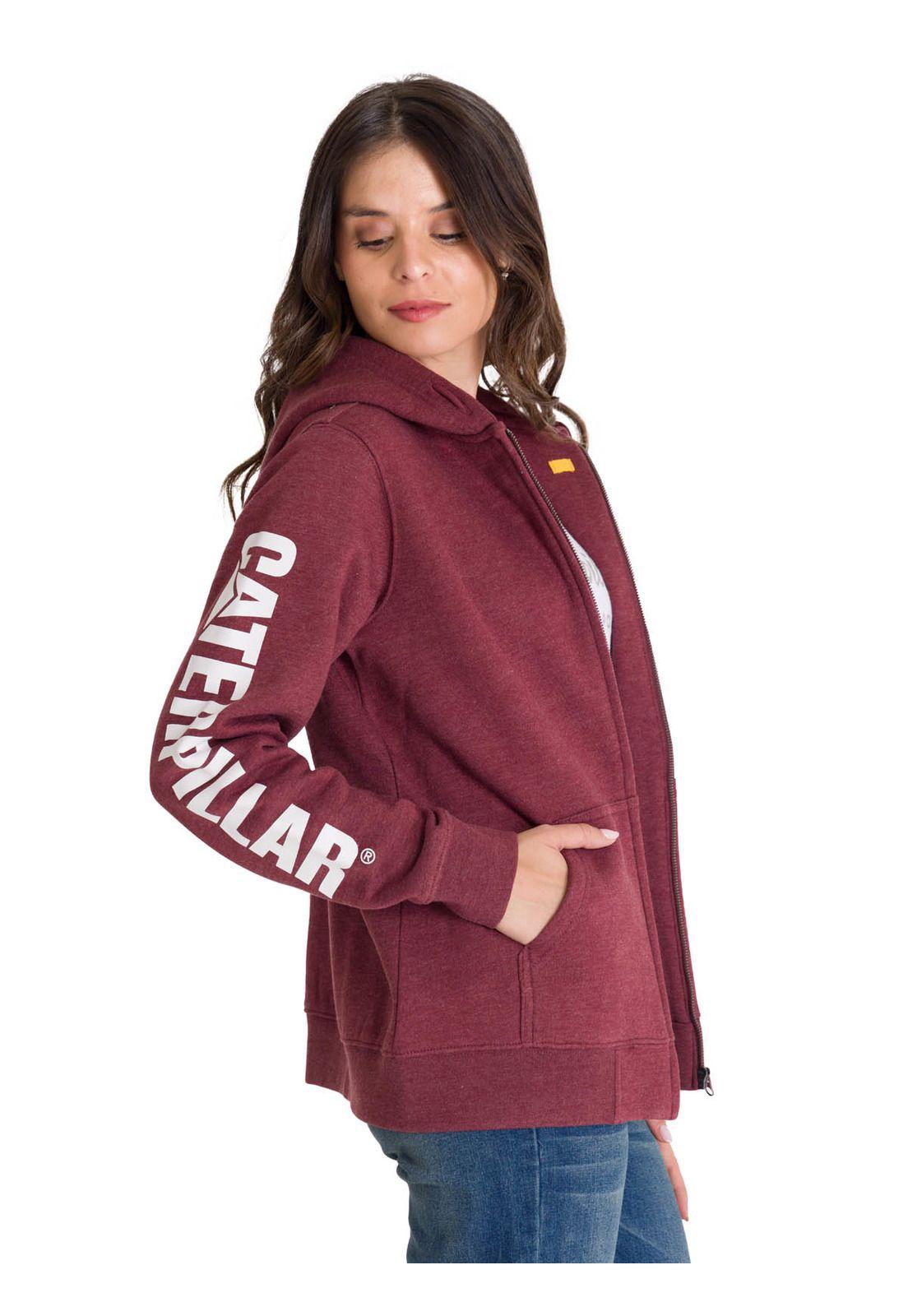 Polerón Full Zip Trademark Banner Mujer Rojo-3