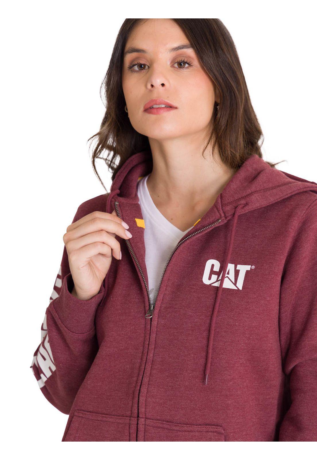 Polerón Full Zip Trademark Banner Mujer Rojo-5