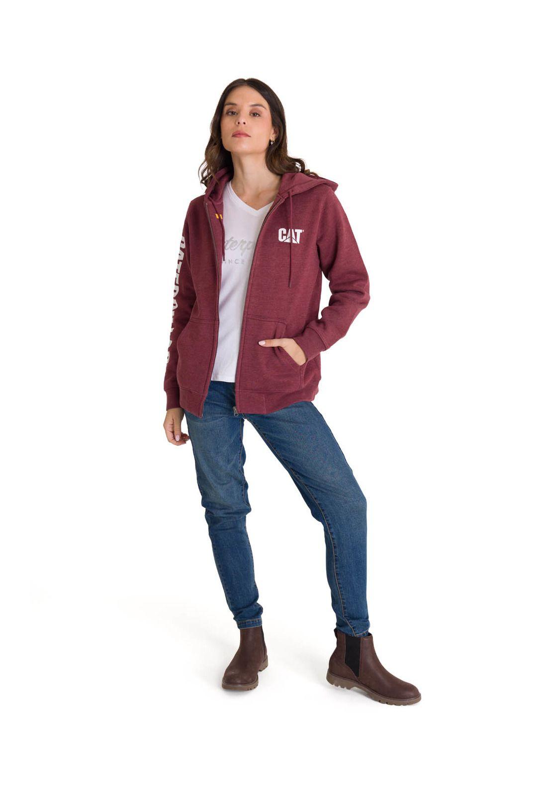 Polerón Full Zip Trademark Banner Mujer Rojo-6