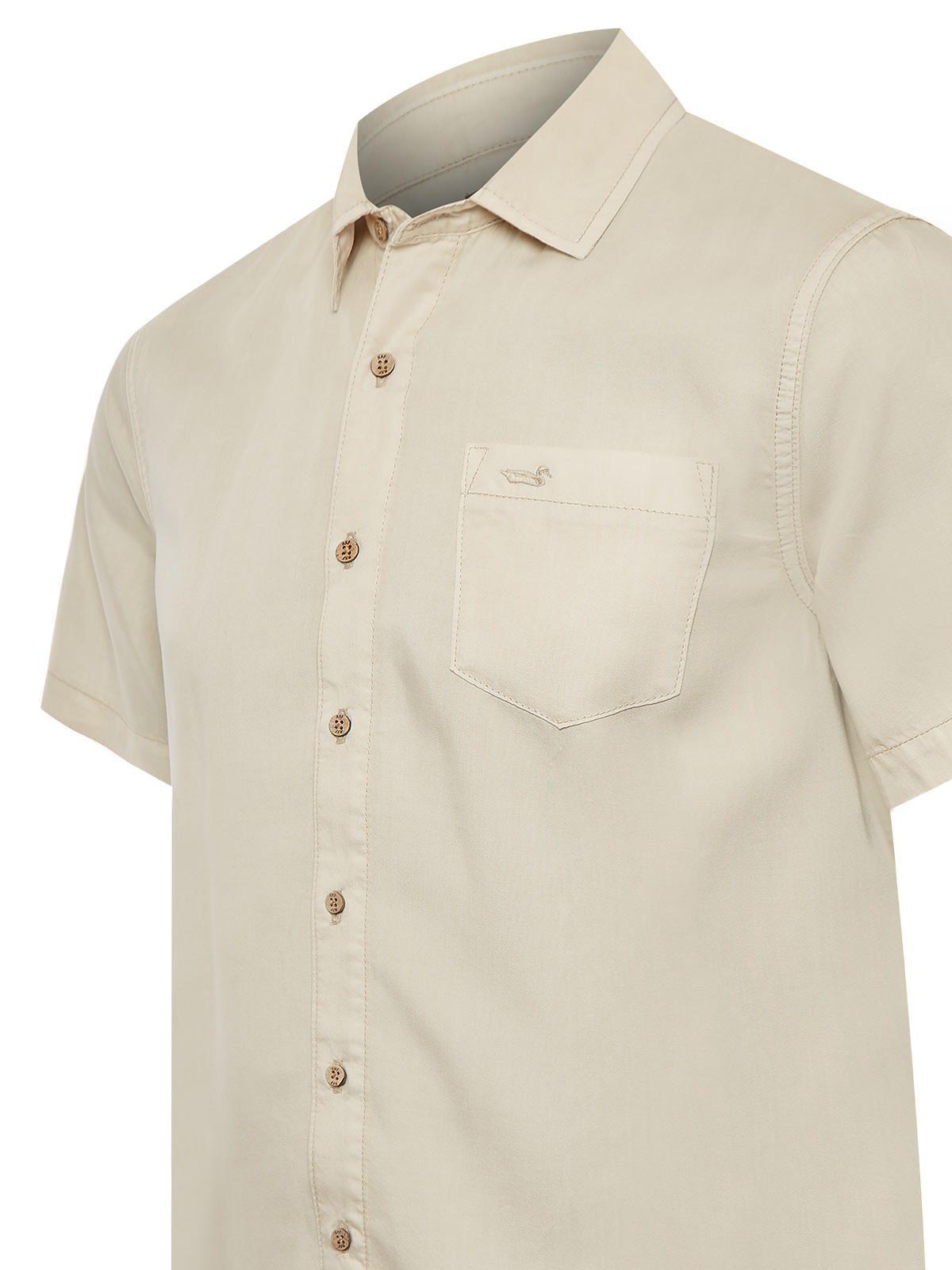 Camisa Tencel Hombre Beige-3