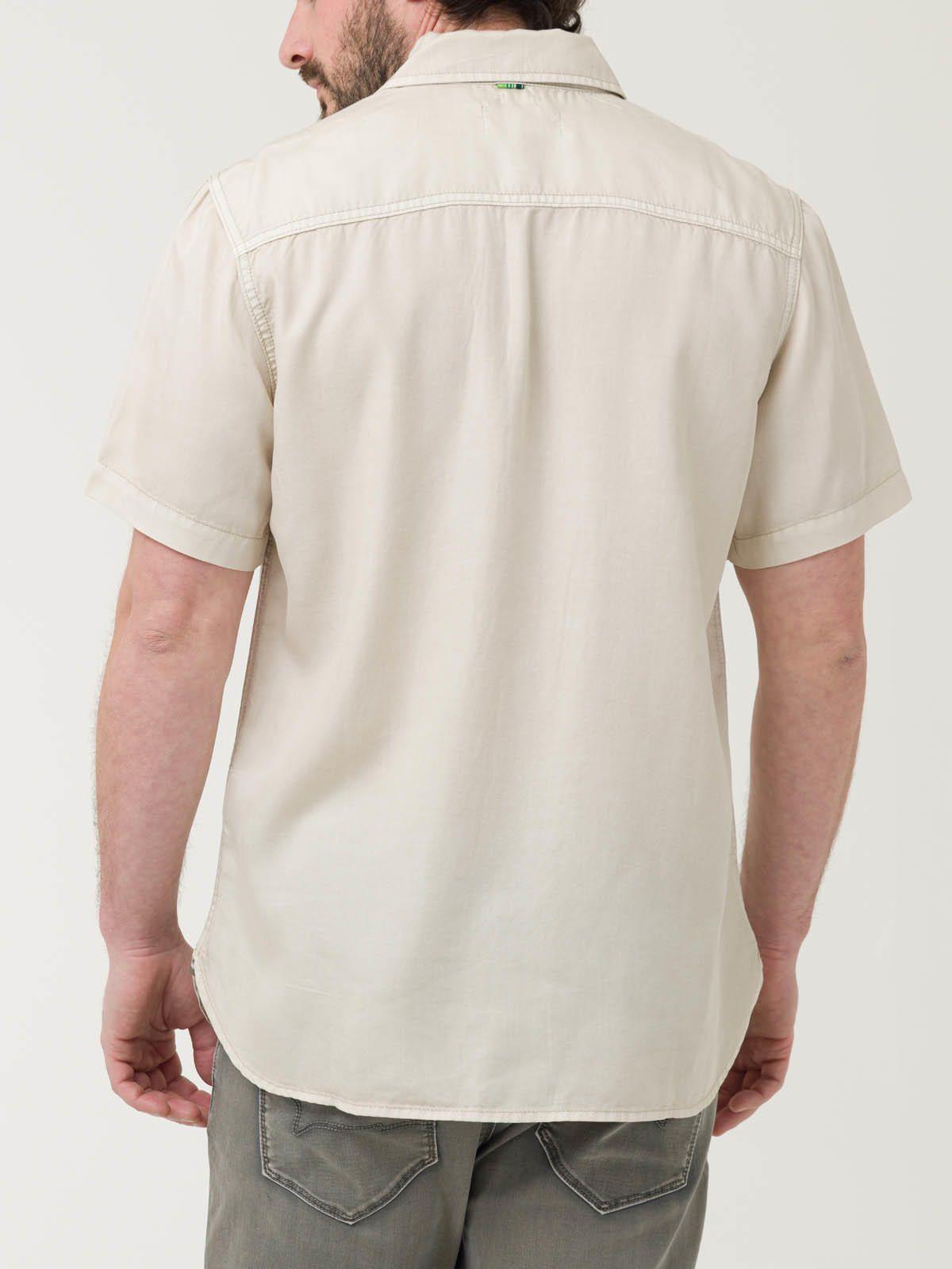 Camisa Tencel Hombre Beige-5