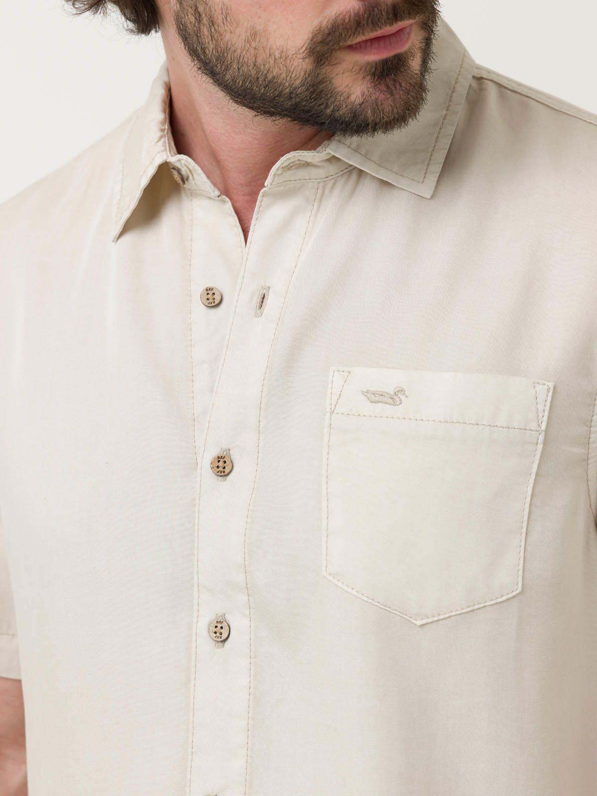 Camisa Tencel Hombre Beige-6