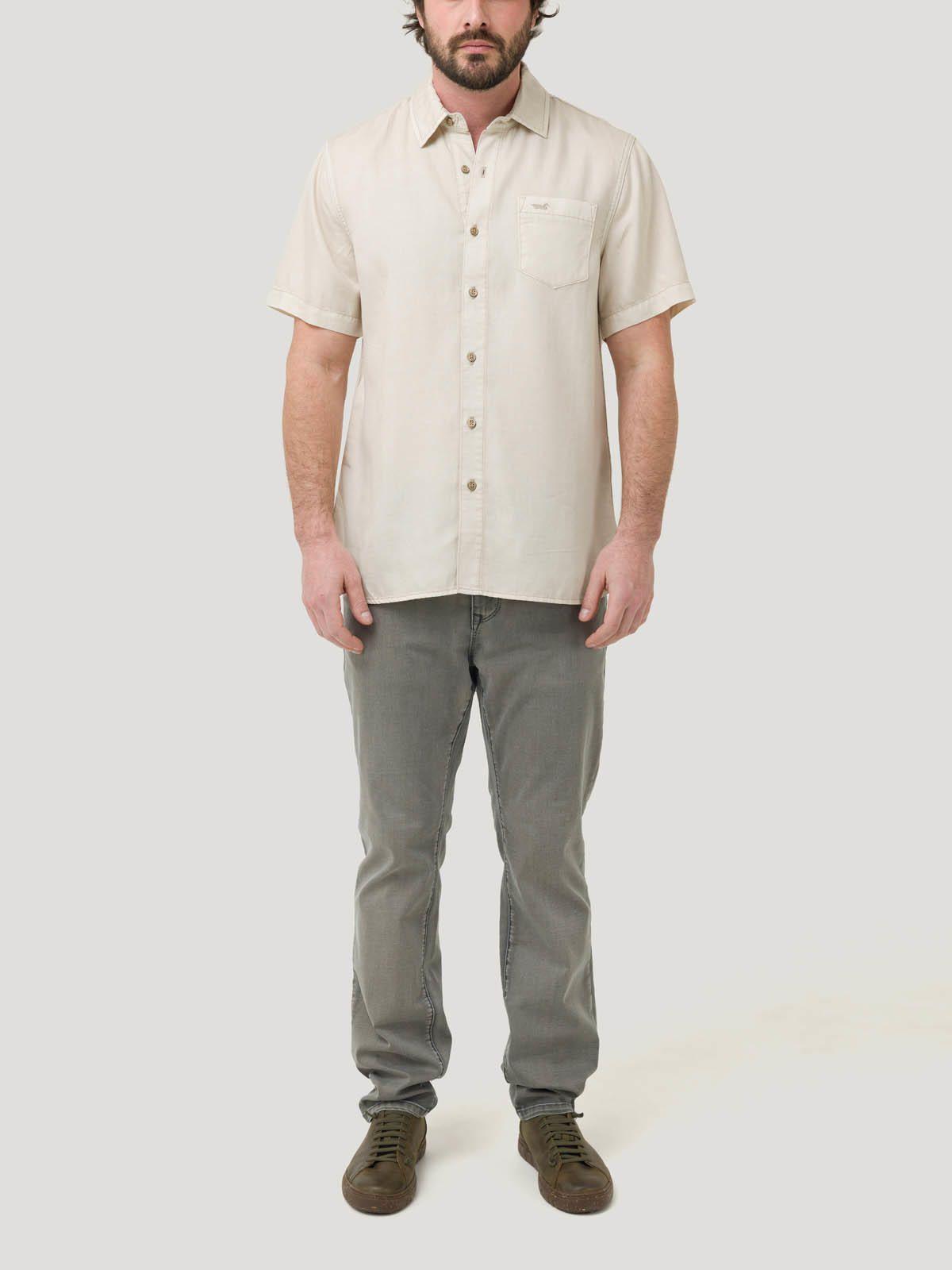 Camisa Tencel Hombre Beige-7