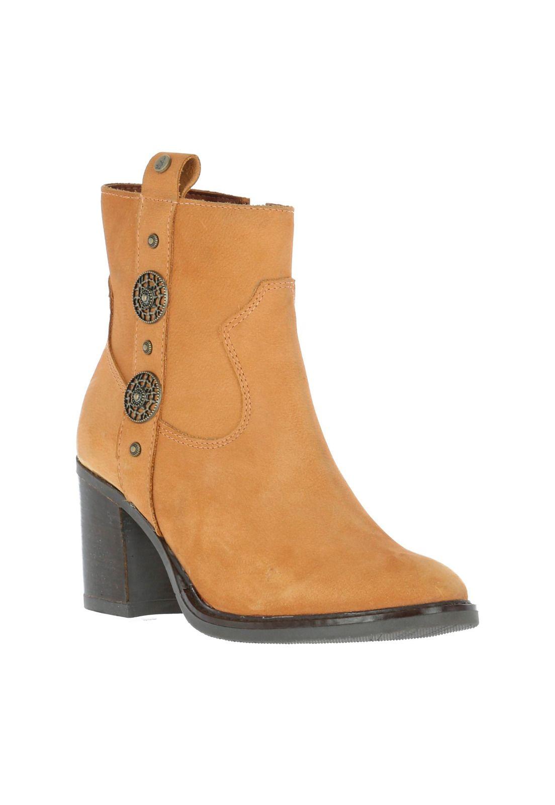 Botin Cuero Mujer Alabaster Dorado-0