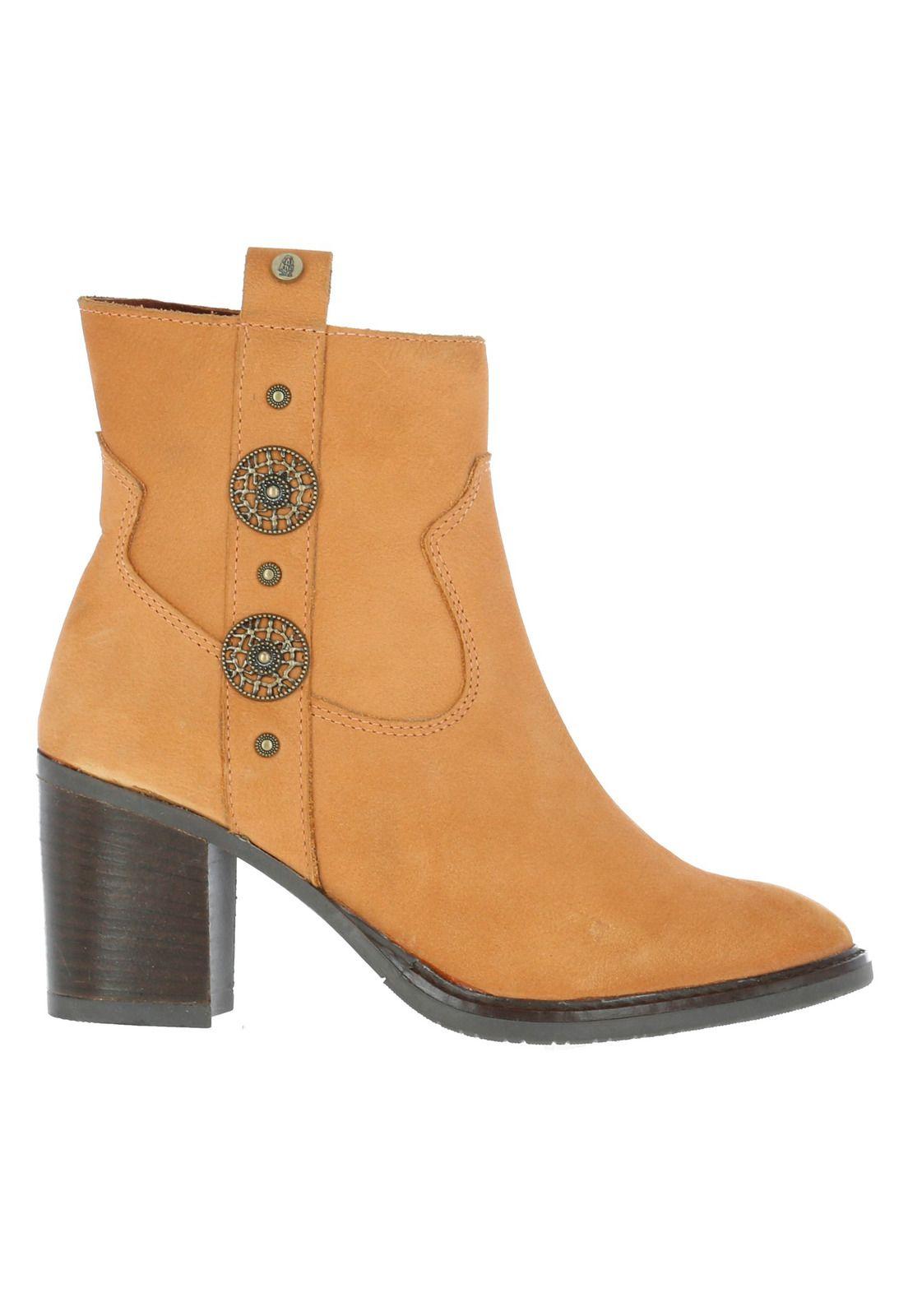 Botin Cuero Mujer Alabaster Dorado-2