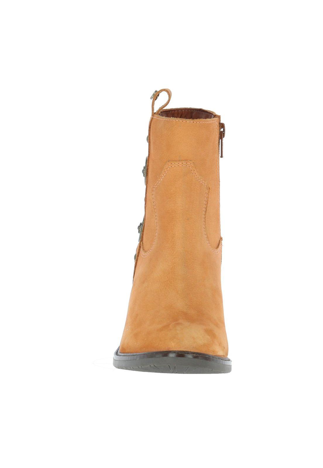 Botin Cuero Mujer Alabaster Dorado-4