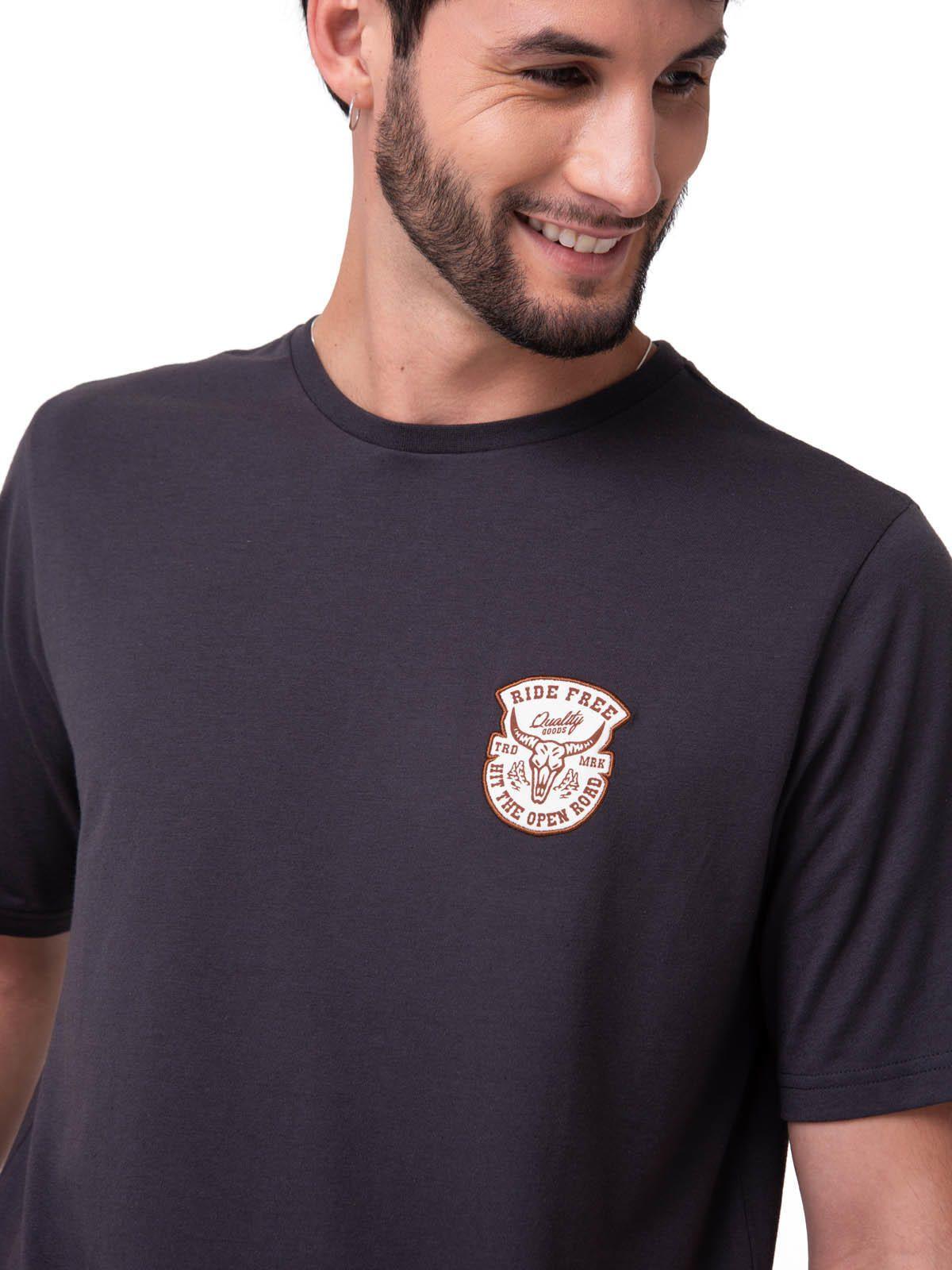 Polera Manga Corta Hombre Western Gris Oscuro-3