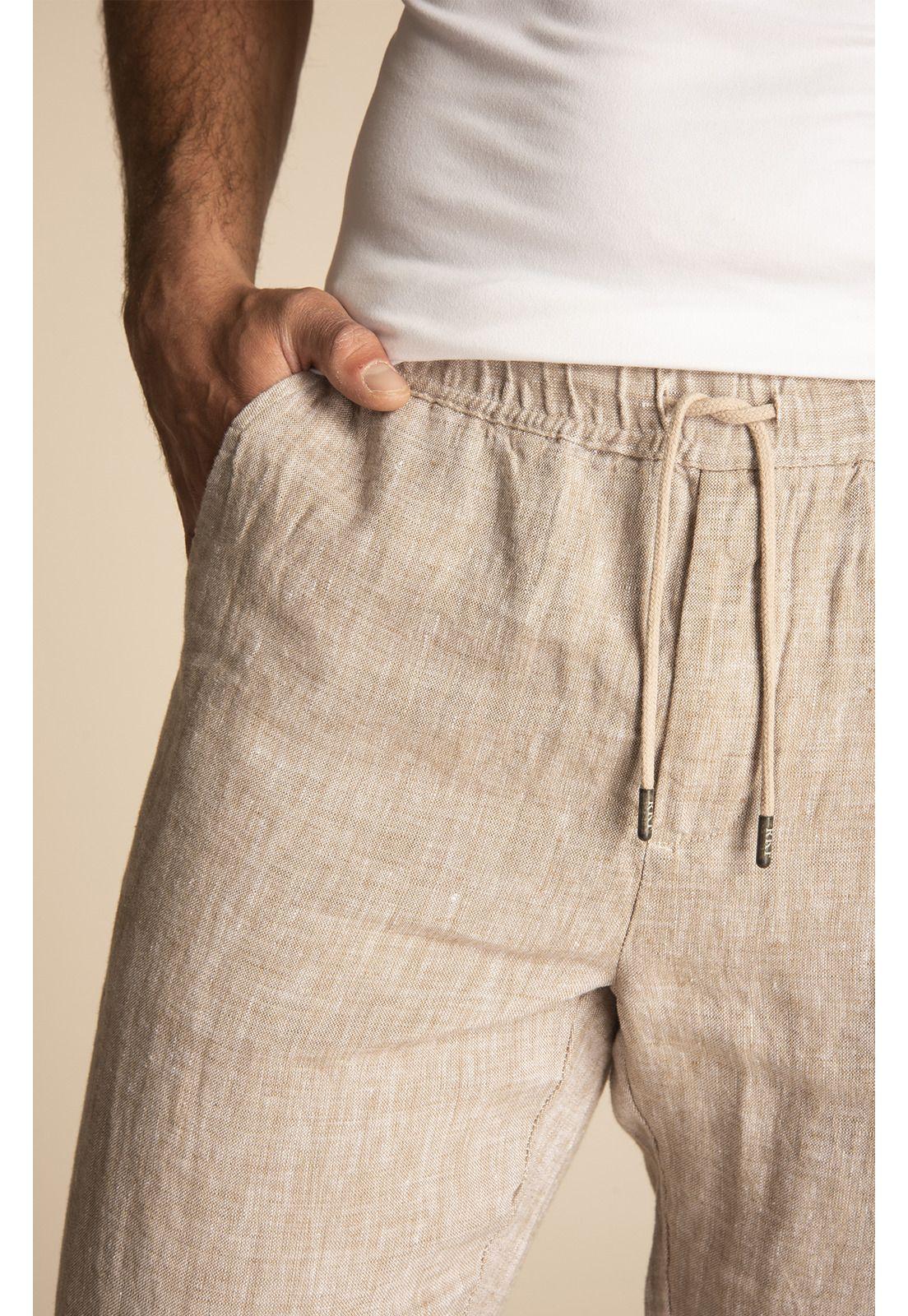 Pantalón Lino Orgánico Hombre Lisboa Café-4
