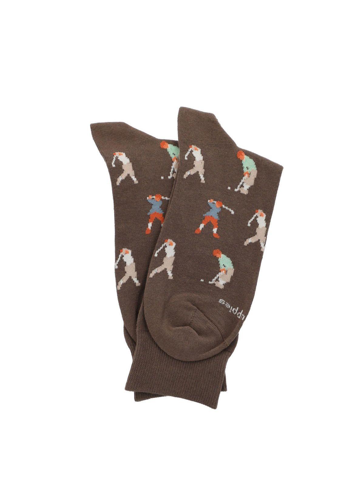 Calcetín Algodón Hombre C Golfer Café-2