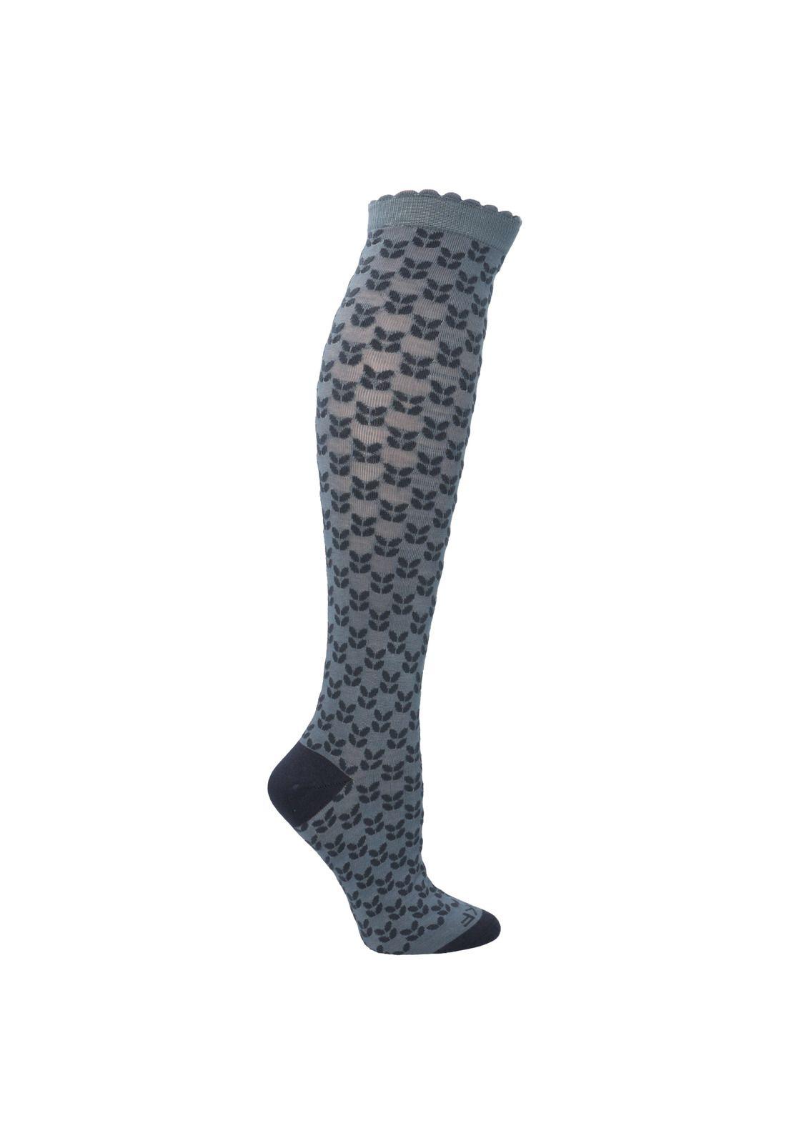 Calcetín Bambú Mujer Kh st Hojas Azul-0