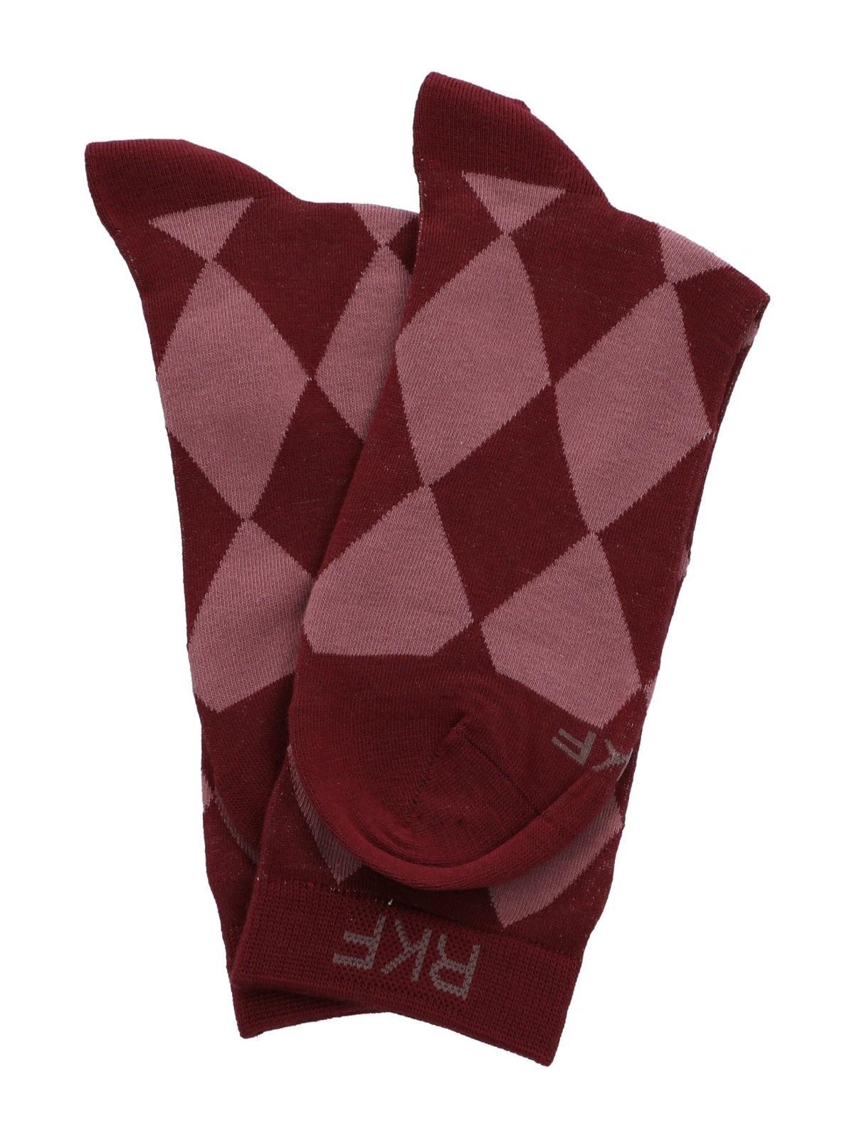 Calcetín Bambú Mujer C Argyle Rojo-2