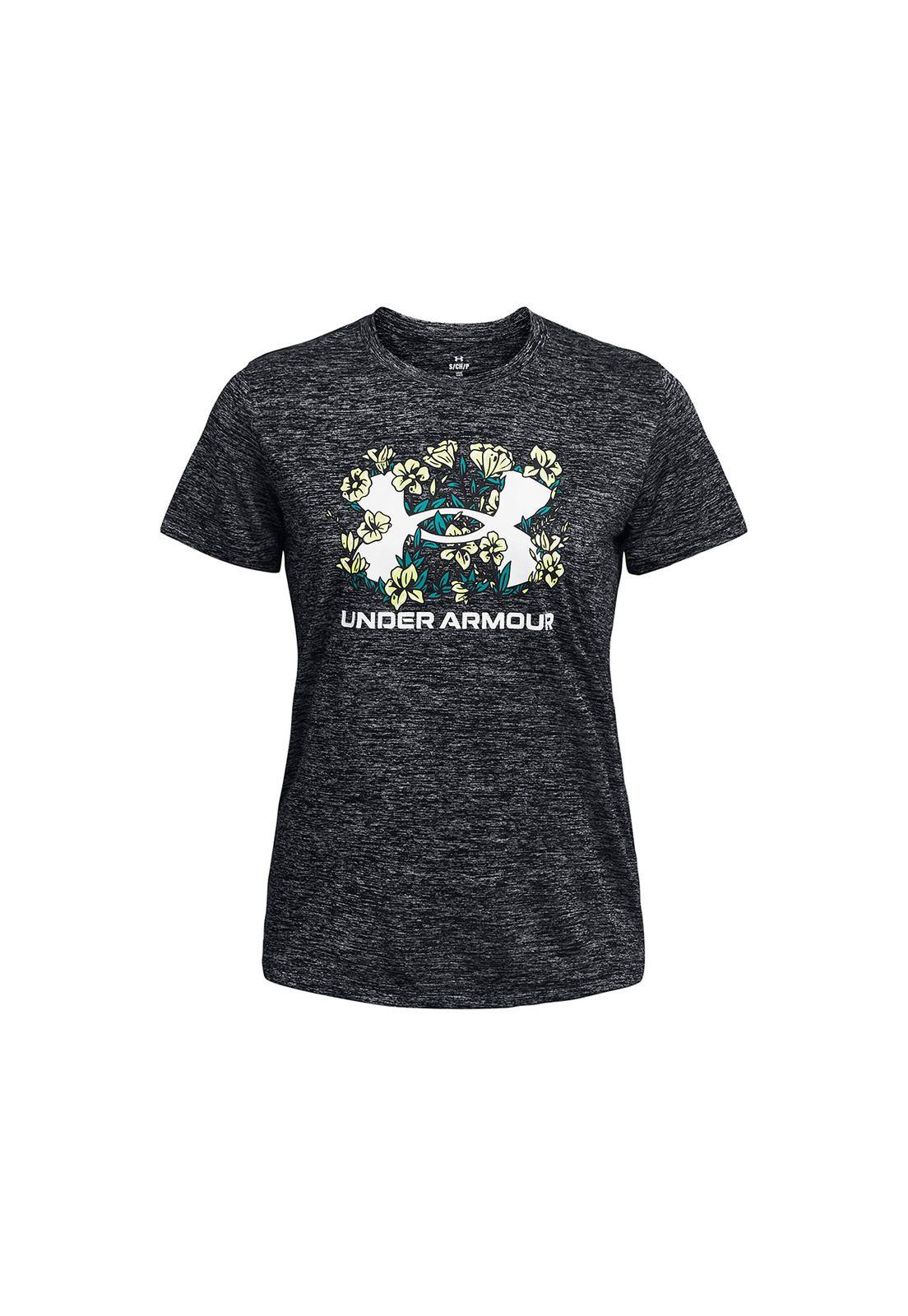 Polera Manga Corta Twst Flower Mujer Negro-0