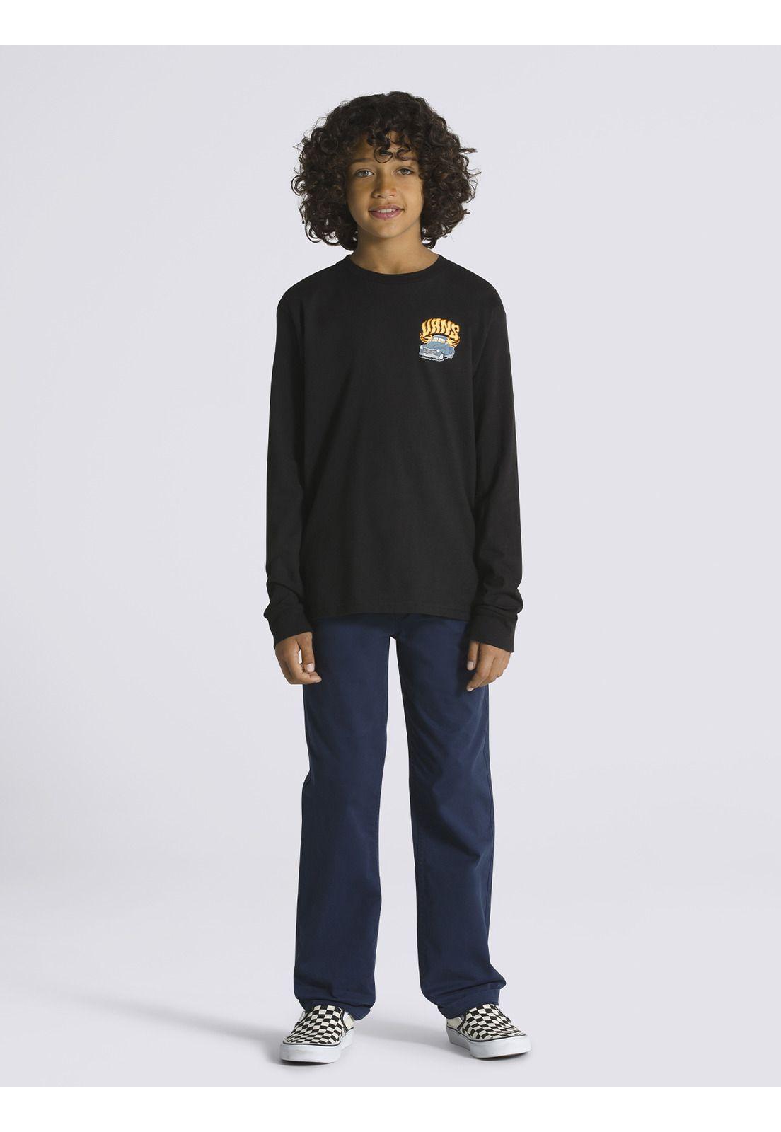 Polera Manga Larga Fired Up Ls Negro Niño-3