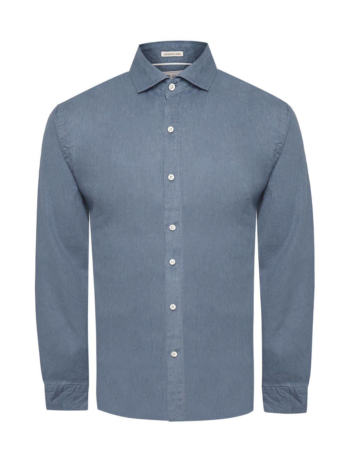 Camisa Lino Orgánico Hombre Linen Azul-0