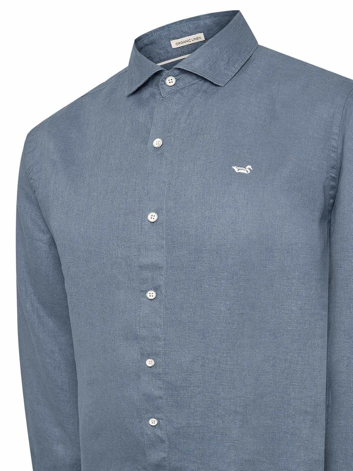 Camisa Lino Orgánico Hombre Linen Azul-3
