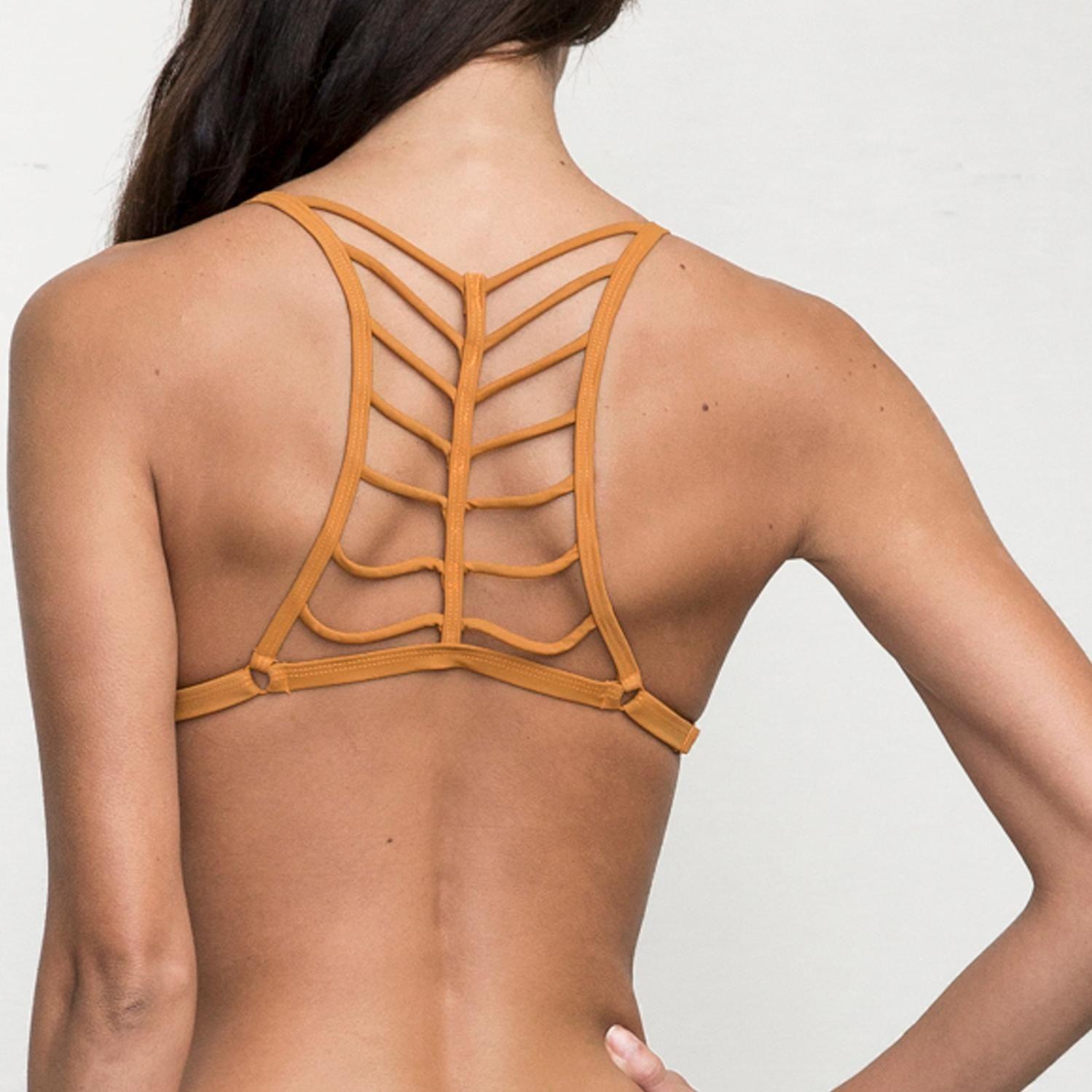 Bikini Sosten Polyamide/ Elastane Mujer Solid Triangle Mostaza Rvca-1