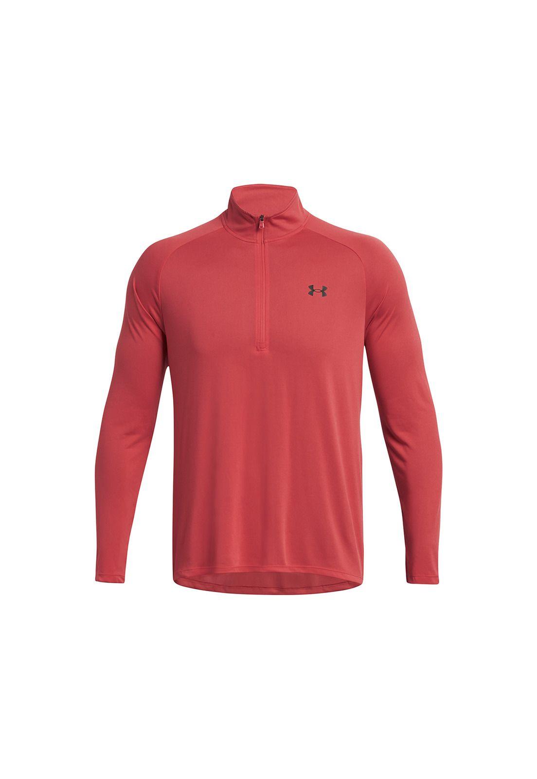 Polera Manga Larga Half Zip UA Hombre Rojo-0