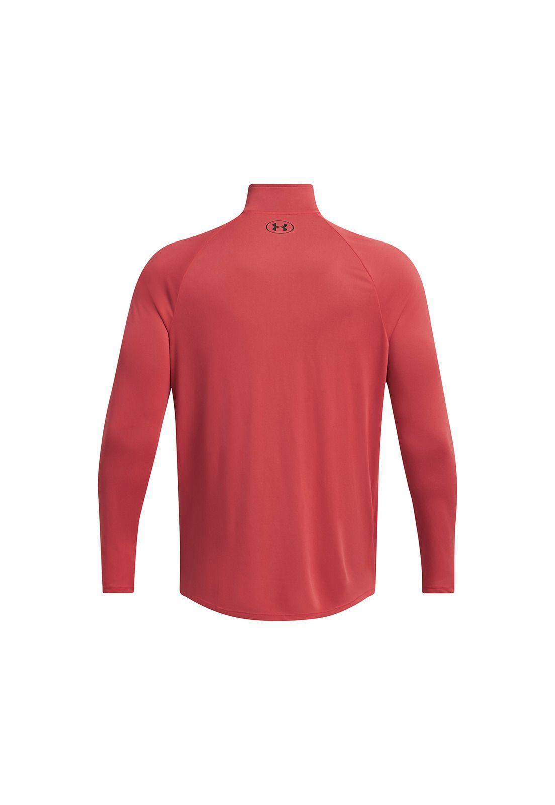 Polera Manga Larga Half Zip UA Hombre Rojo-1