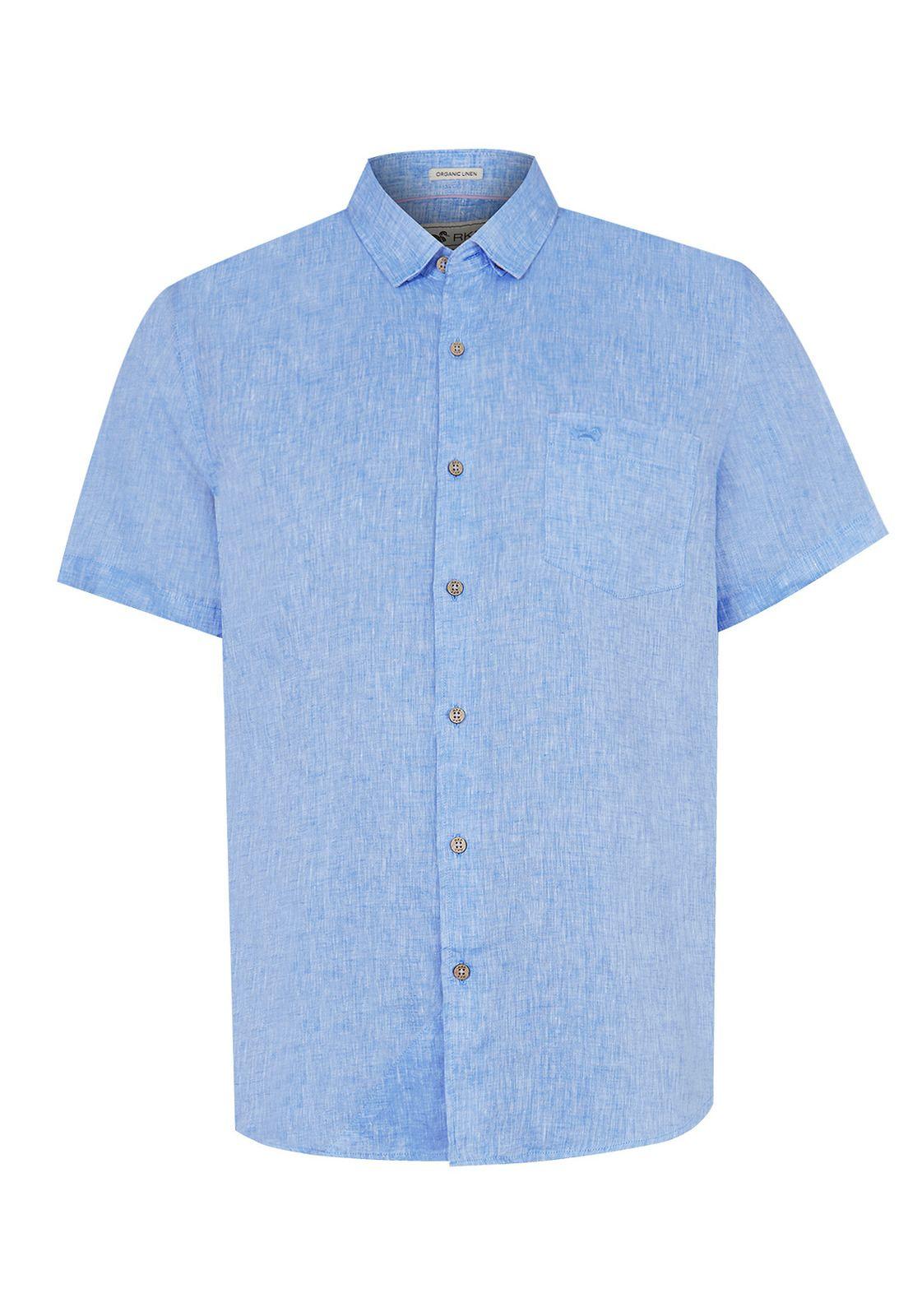 camisa Lino Orgánico Azul Linenshort Hombre -0