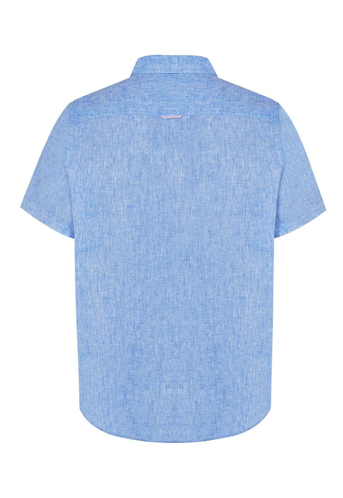 camisa Lino Orgánico Azul Linenshort Hombre -1