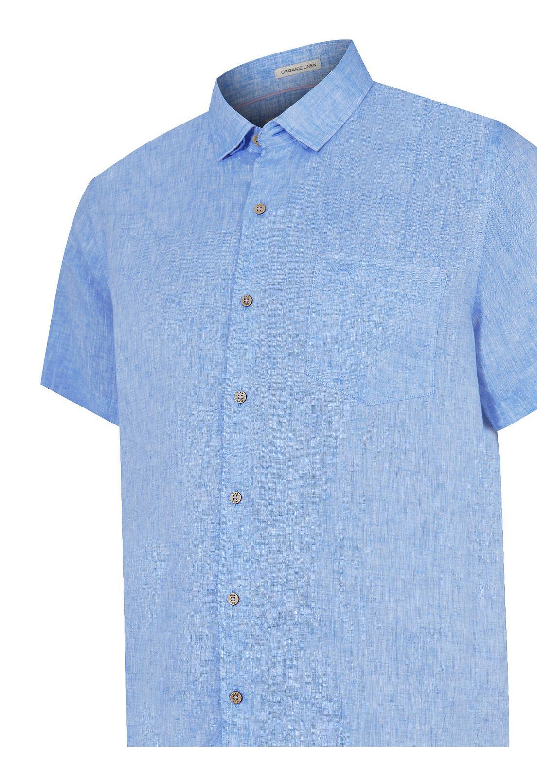 camisa Lino Orgánico Azul Linenshort Hombre -3