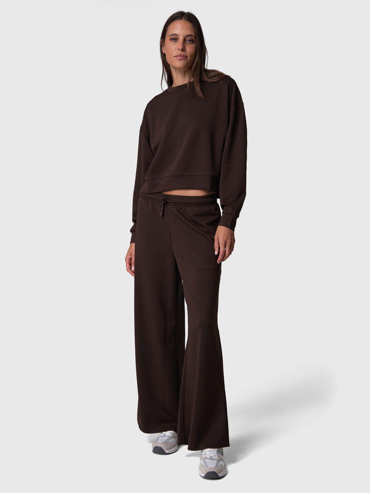 Pantalon Buzo Mujer Wide Leg Paz Rec Café-0