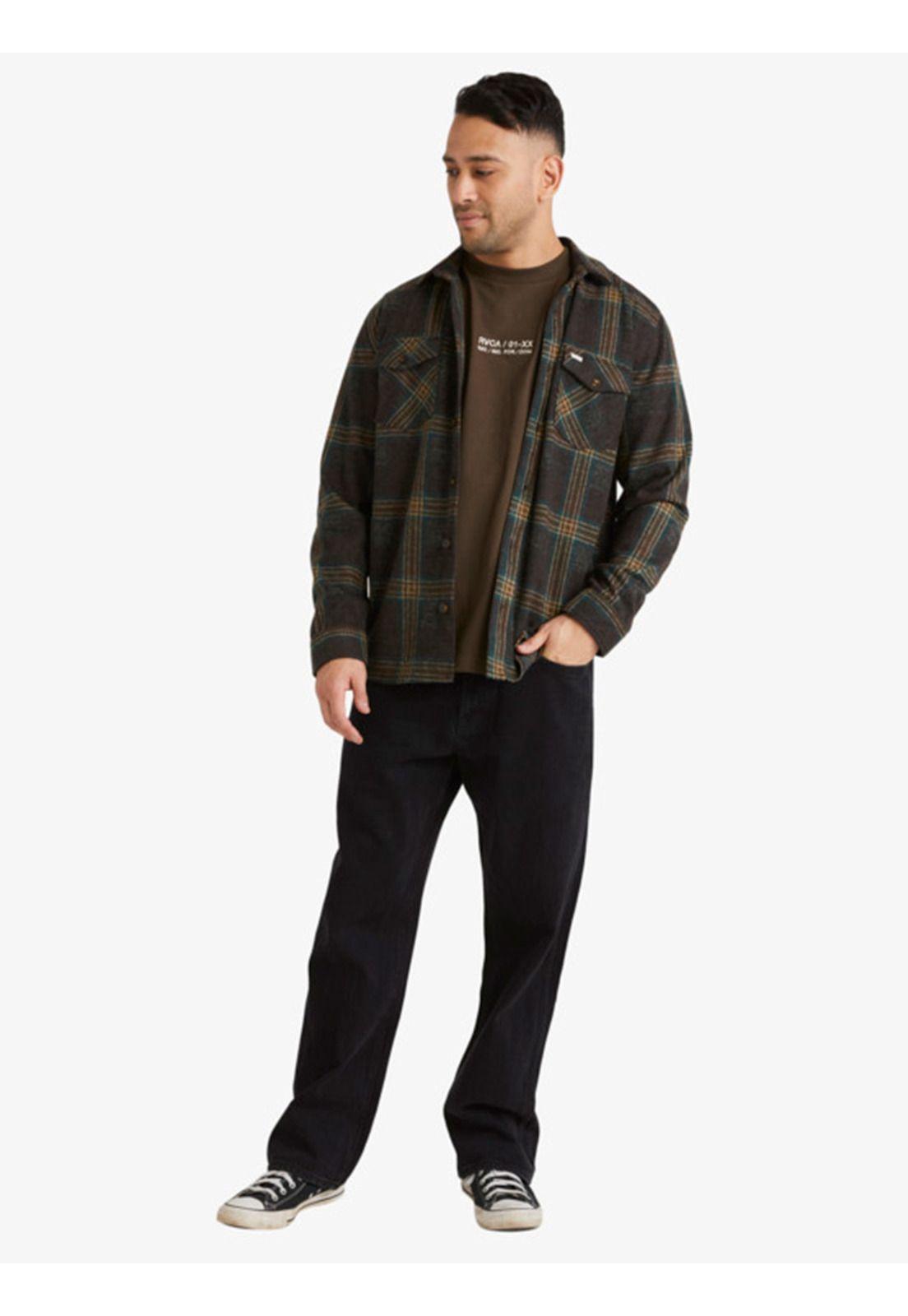 Camisa Manga Larga Hombre Vacancy Café-4