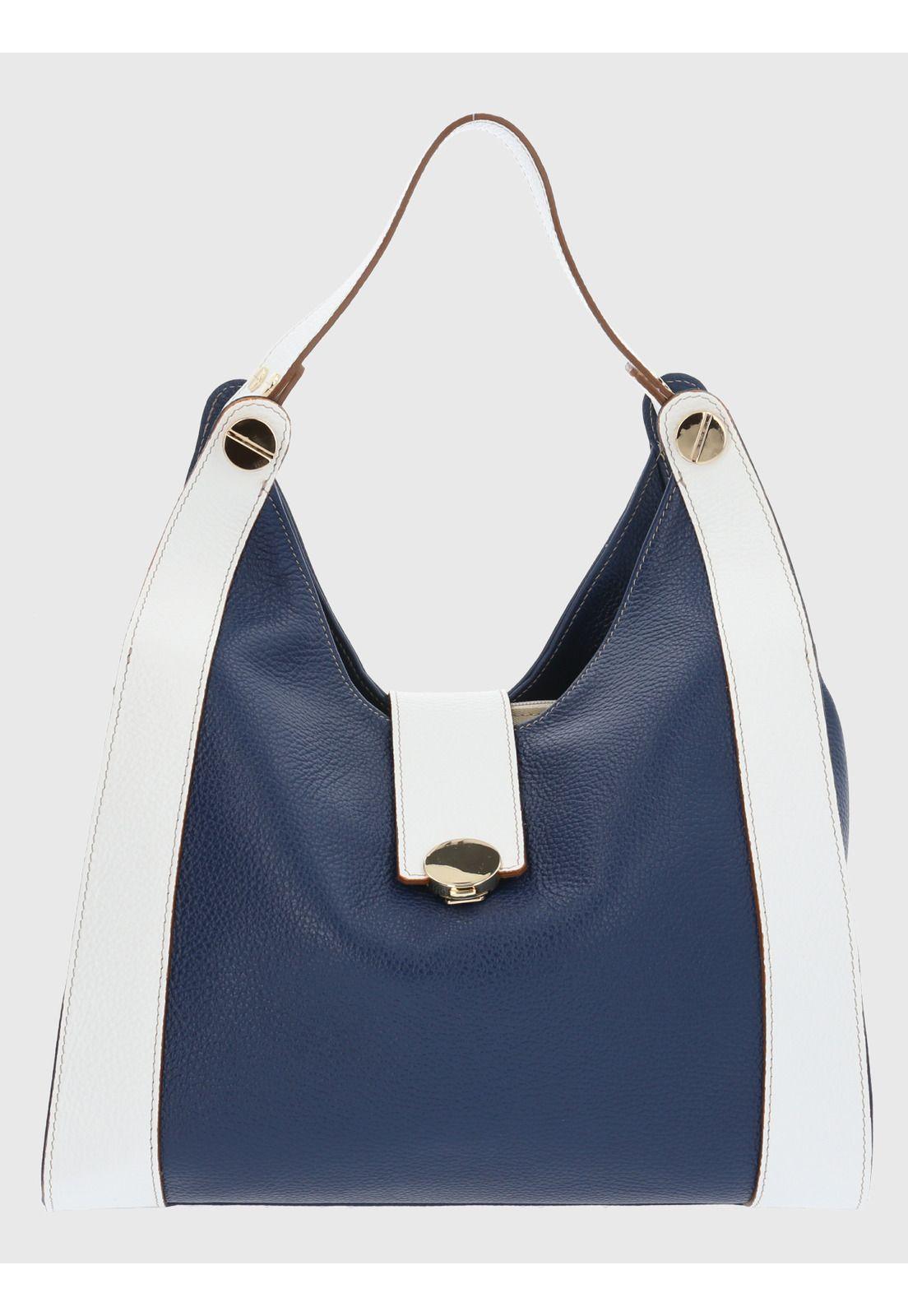 Cartera Italiana Cuero Giulia Hobo Azul-0