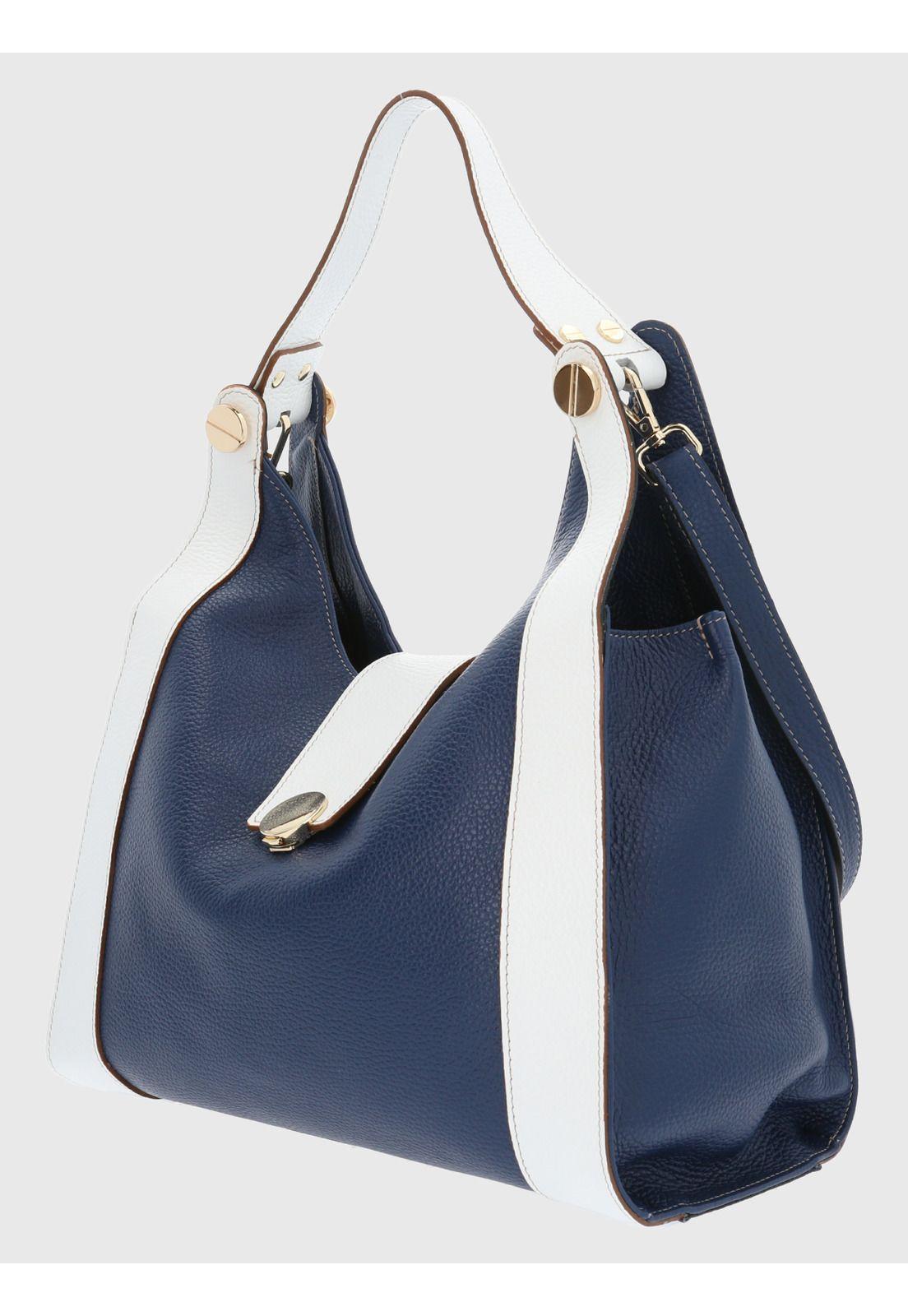 Cartera Italiana Cuero Giulia Hobo Azul-1
