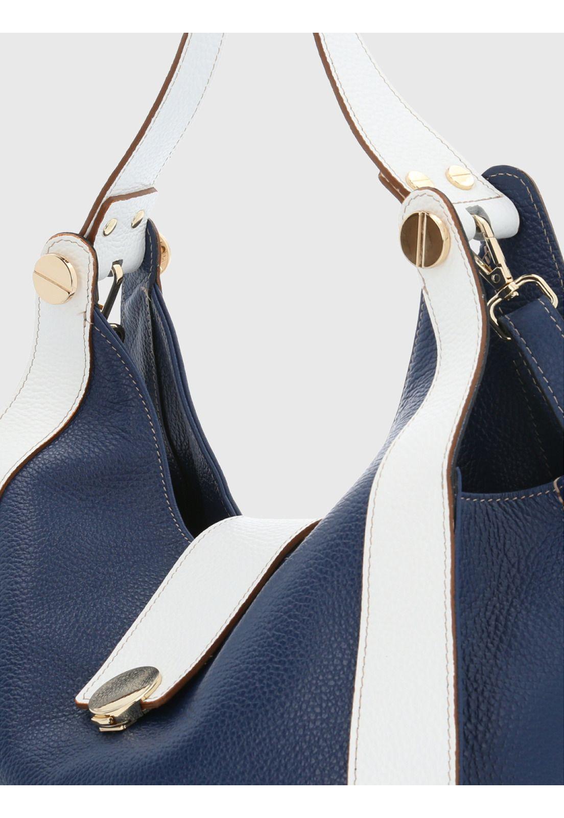 Cartera Italiana Cuero Giulia Hobo Azul-3