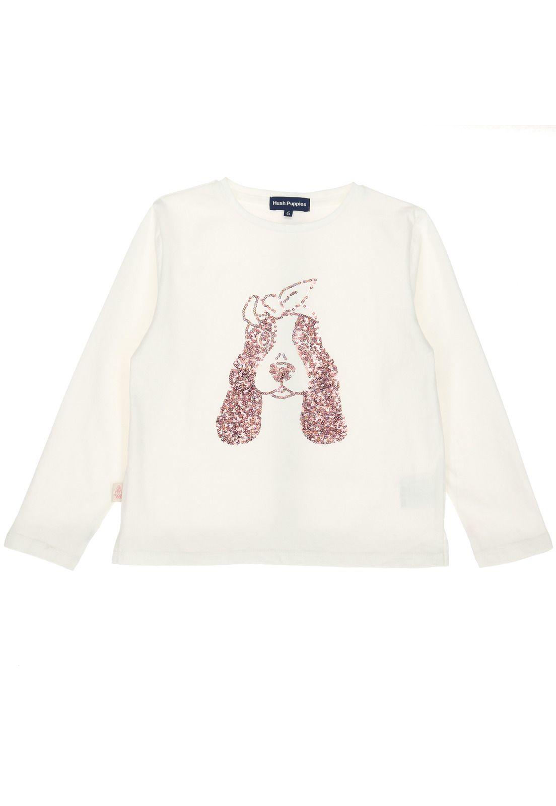 Polera Manga Larga Niña Lentejuelas Glitter Blanco-0