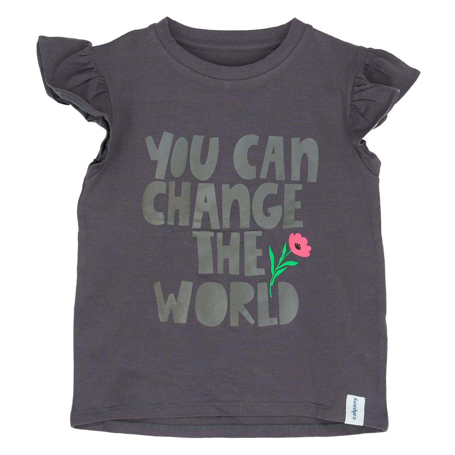 Polera M/C Niña Change The World Gris-0