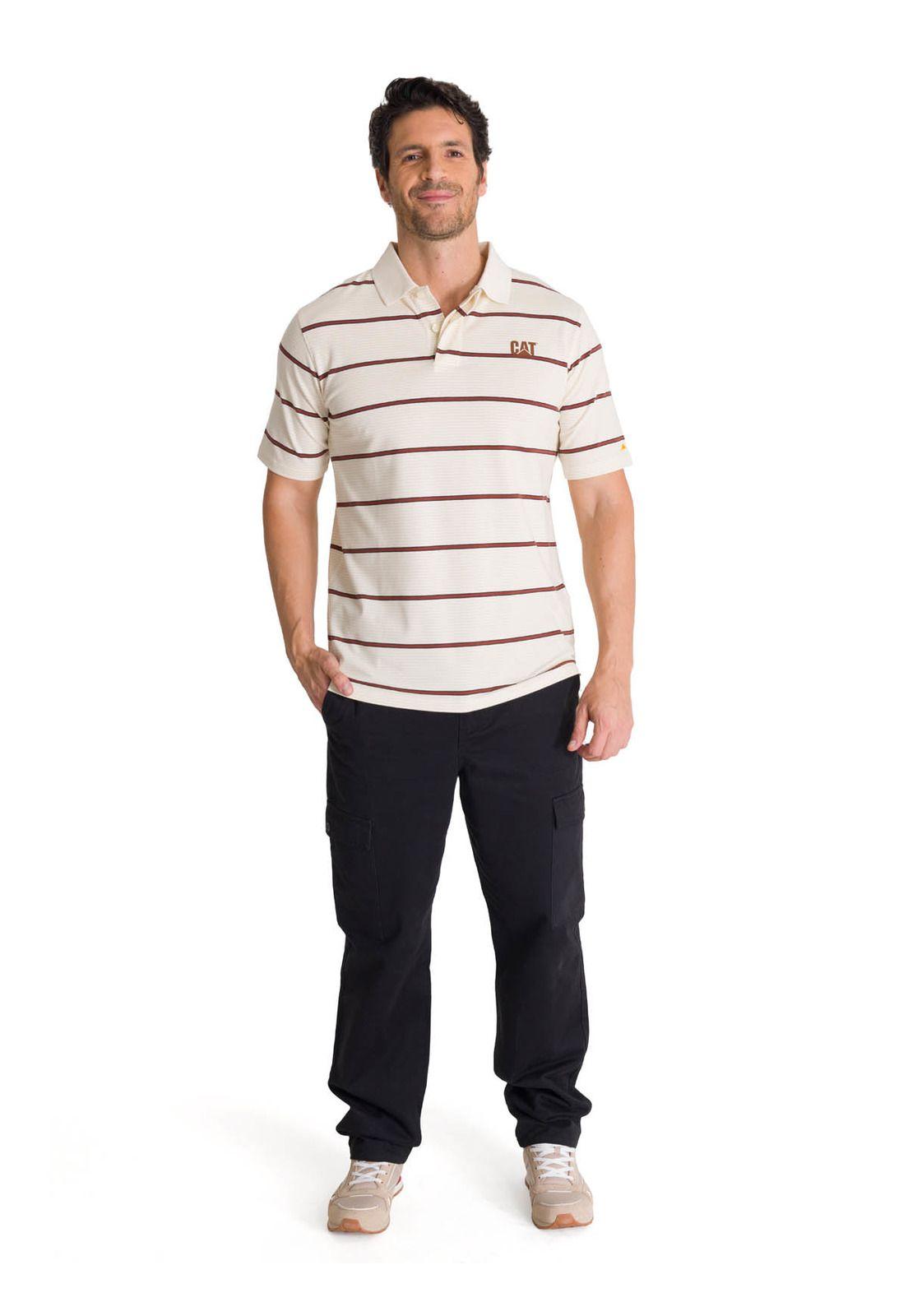 Polera Polo Manga Corta Hombre Logo Beige -5