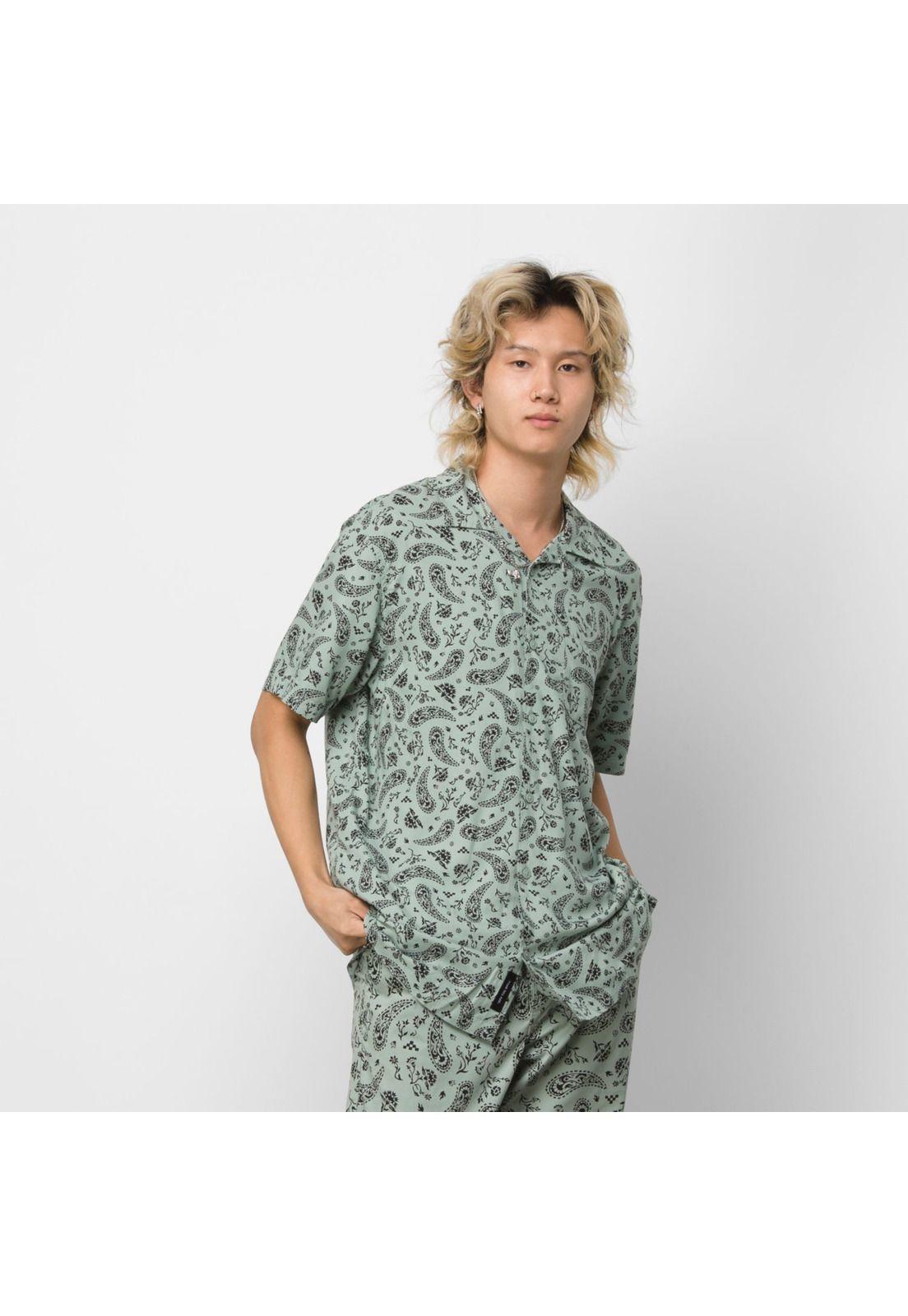 Camisa M/C Hombre Bandana Paisley Woven Green-0