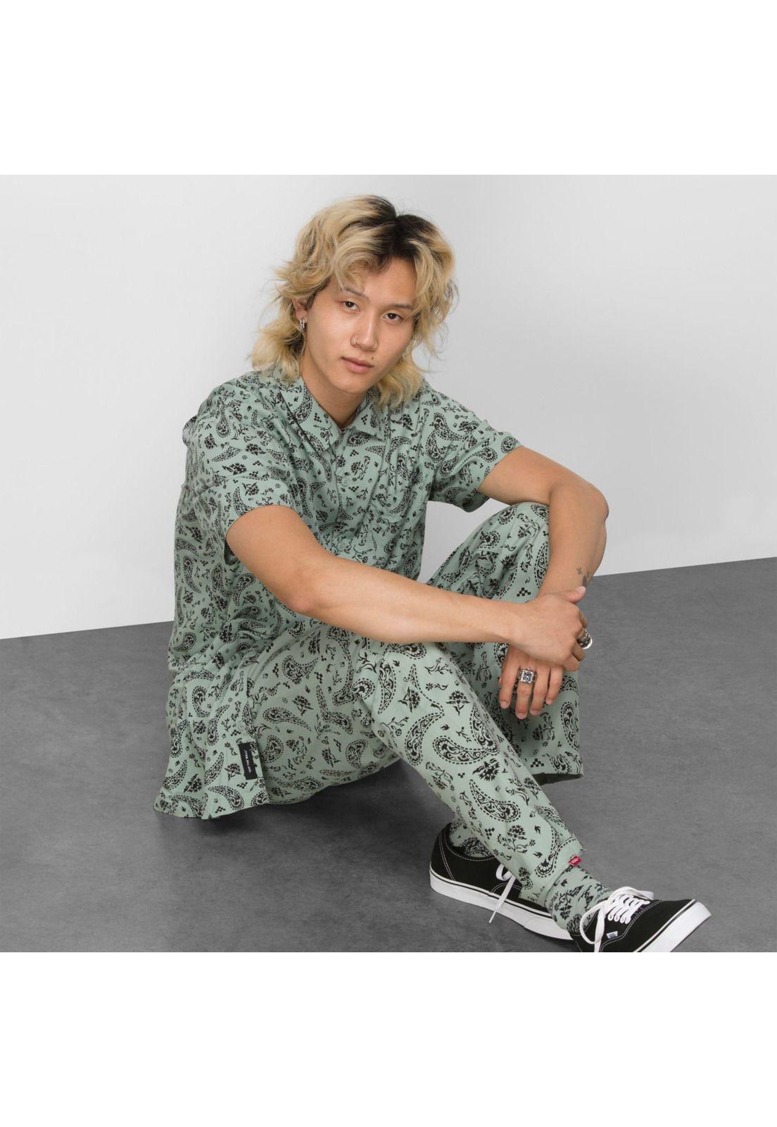 Camisa M/C Hombre Bandana Paisley Woven Green-1